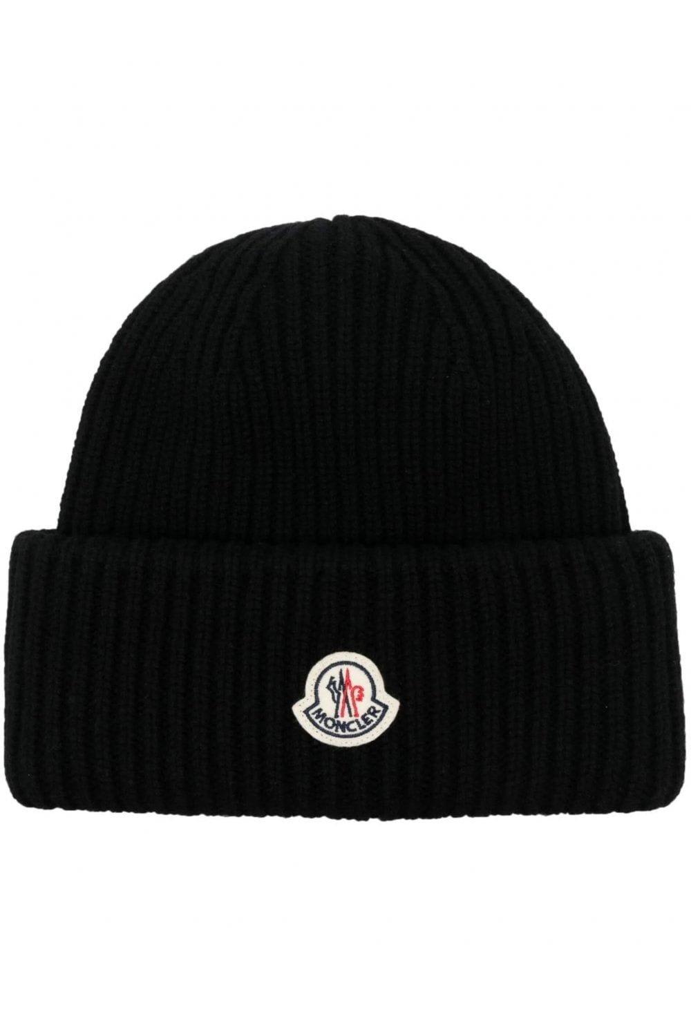 Shop Moncler Classic Logo Embroidered Beanie In Black