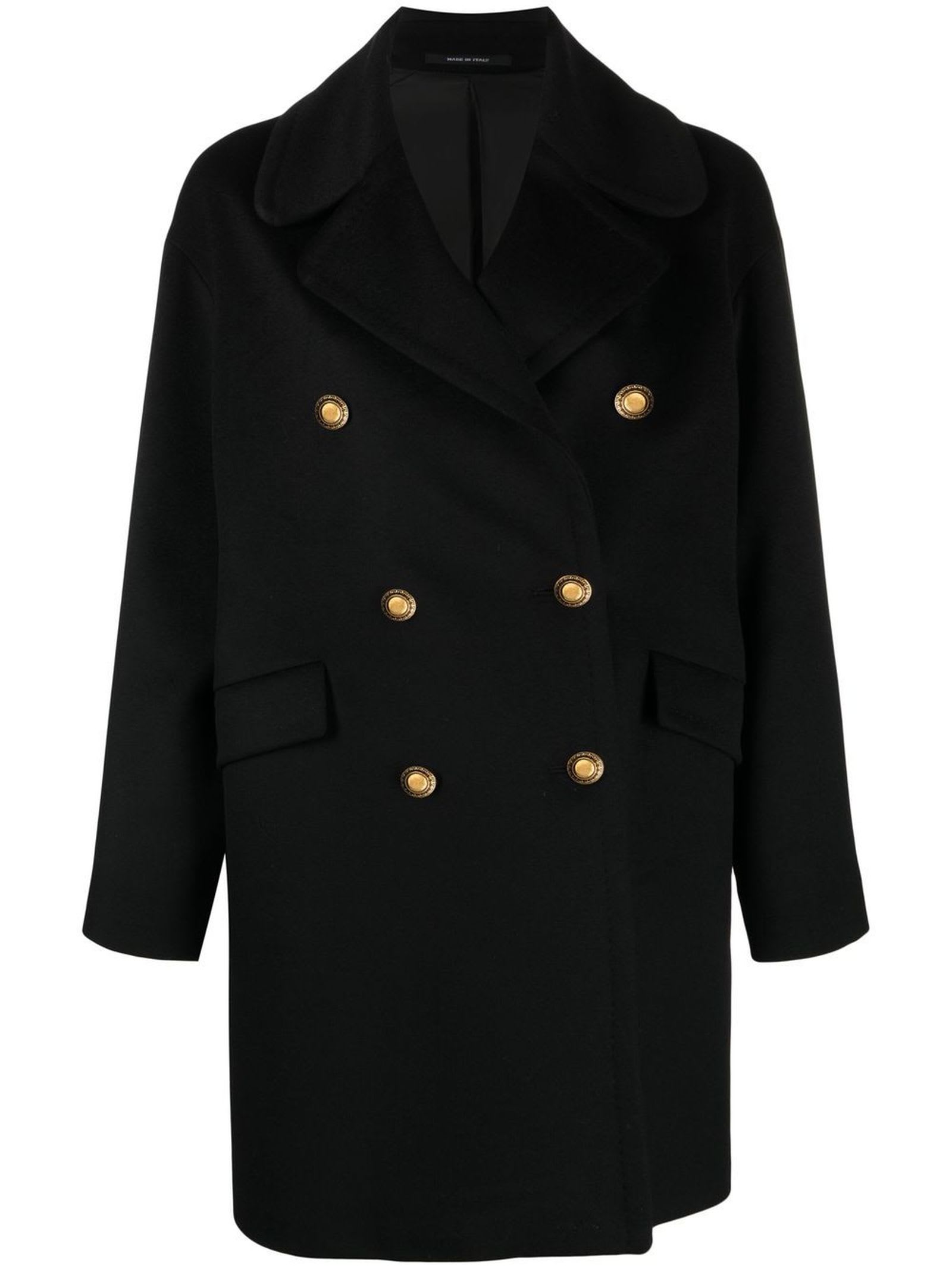 Tagliatore Black Virgin Wool Double-breasted Coat