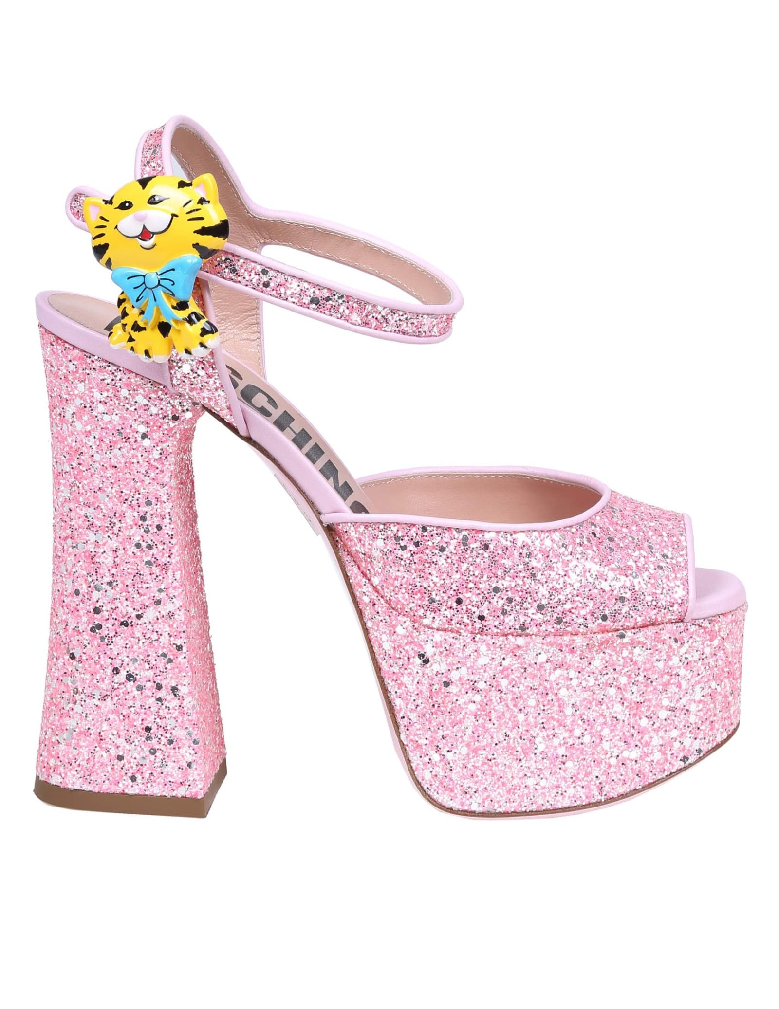 Moschino Sandals In Glitter With Platform