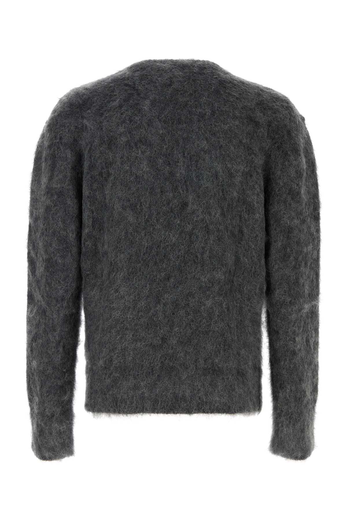 Givenchy Mohair Blend Crew Neck Sweater With Graphic Print In Charcoal
