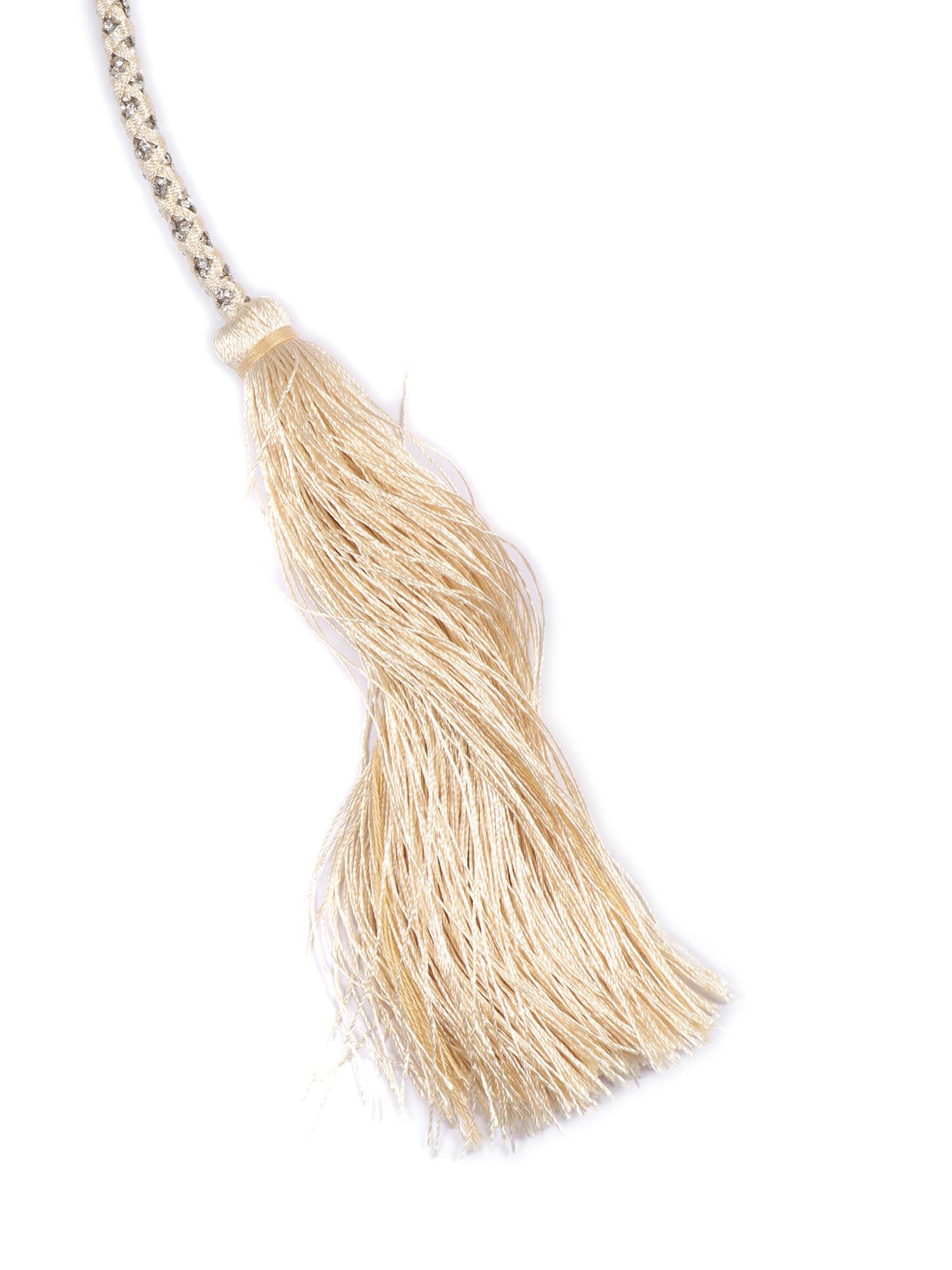 Forte Forte Lace Belt With Crystals And Tassels Insert In Neutral