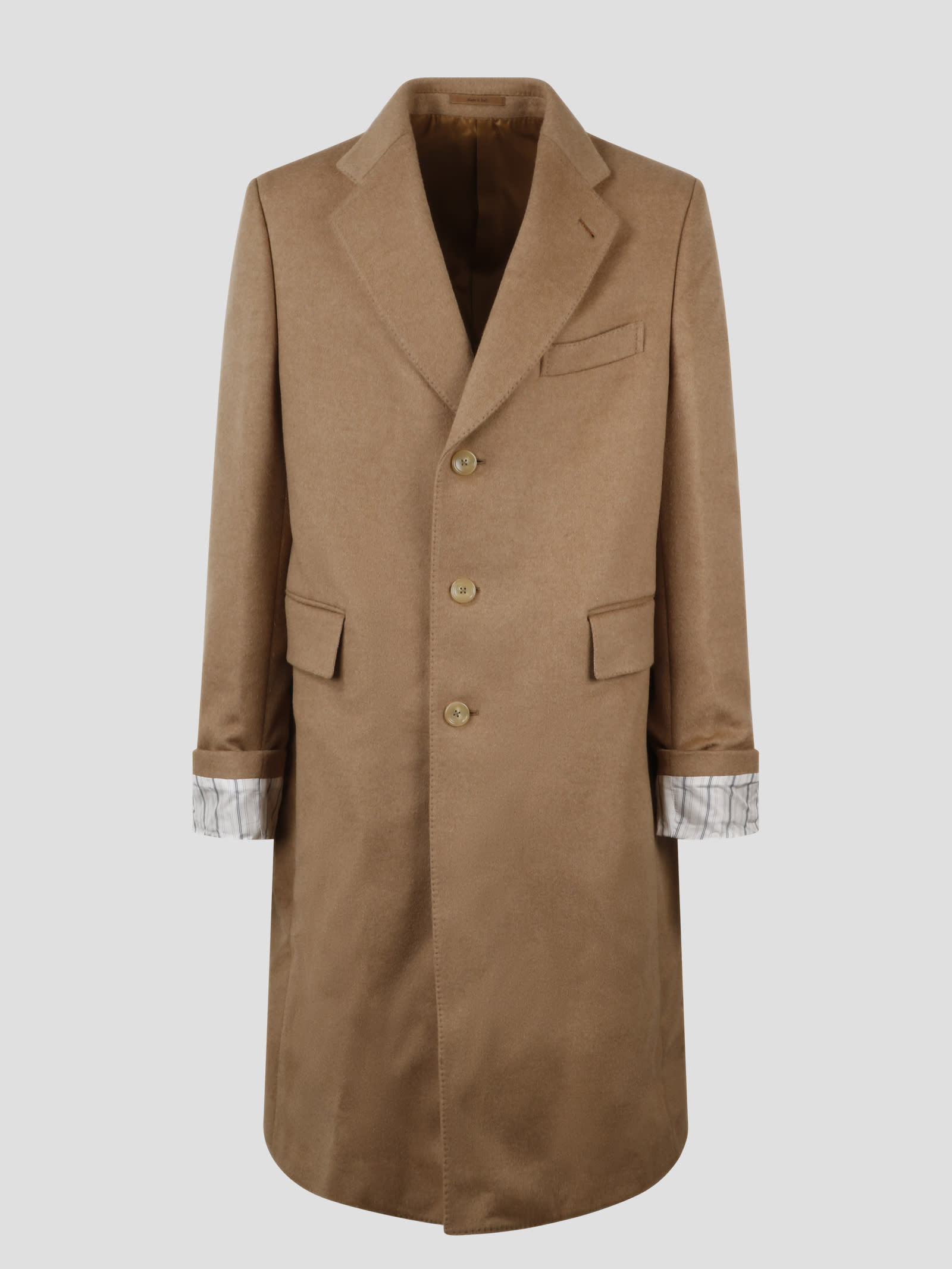 Gucci Men Camel Wool Coat In Brown