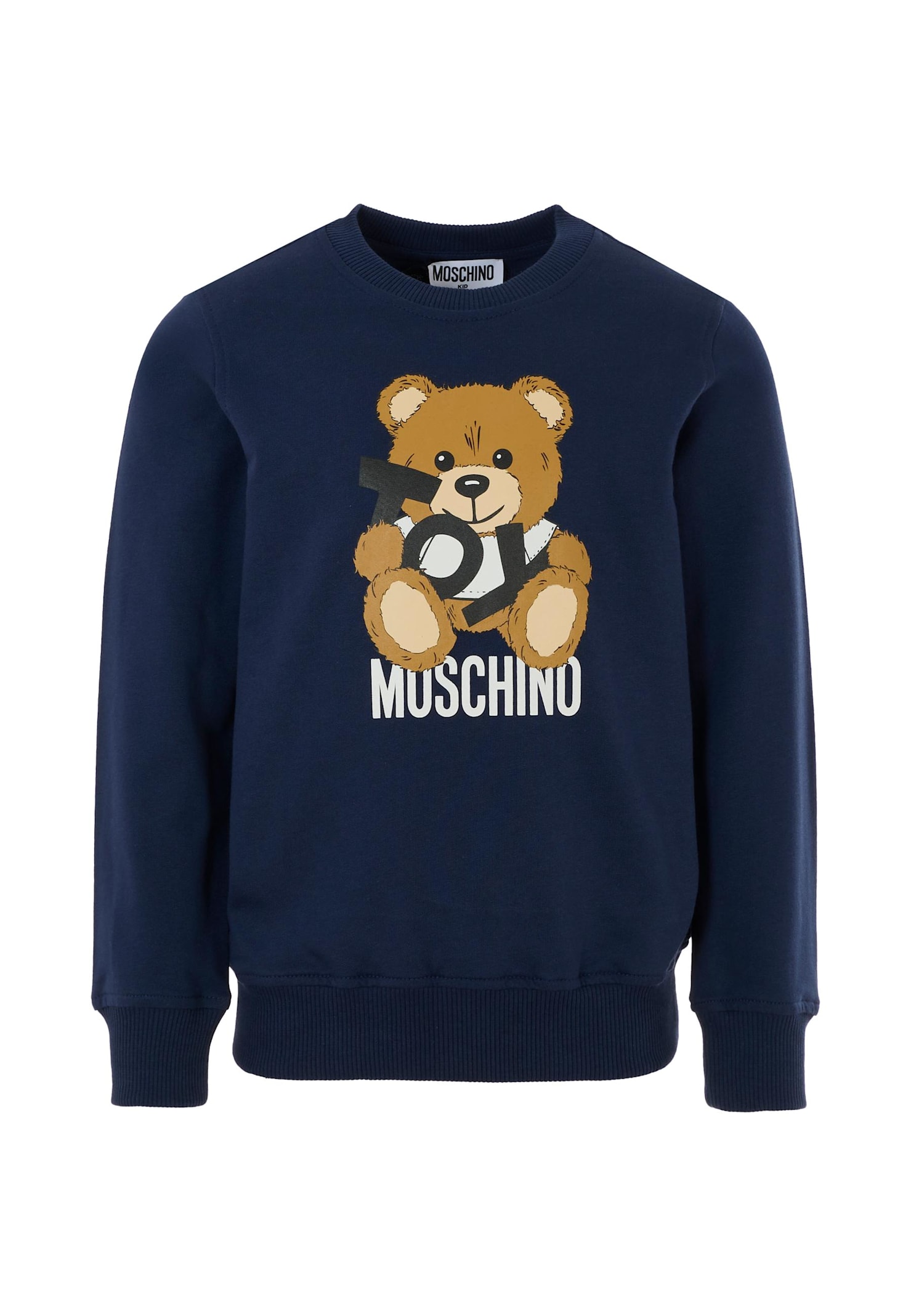 Moschino Blue Sweatshirt For Boy With Teddy Bear In Blue