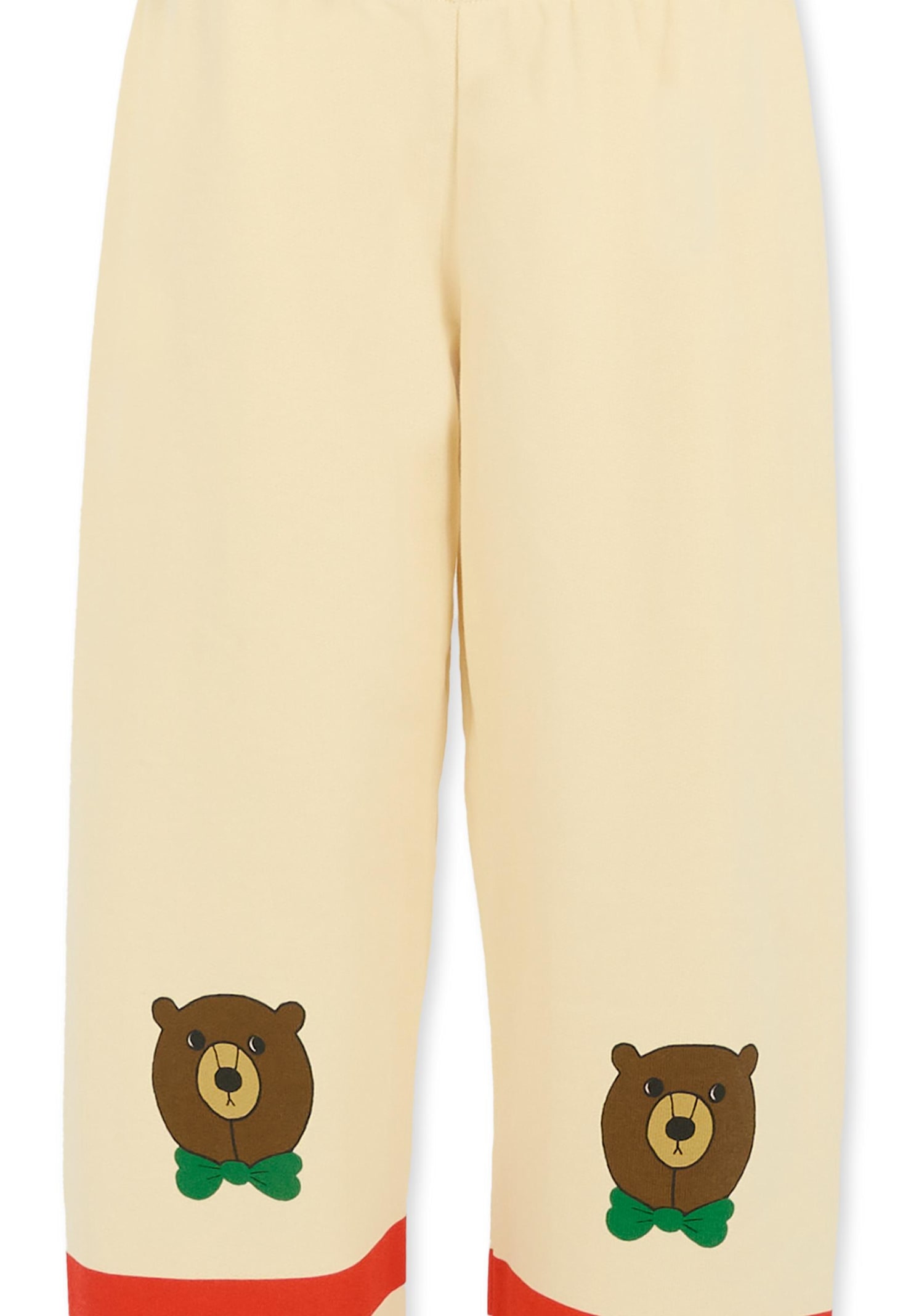 Mini Rodini Ivory Trousers For Kids With Bear In White