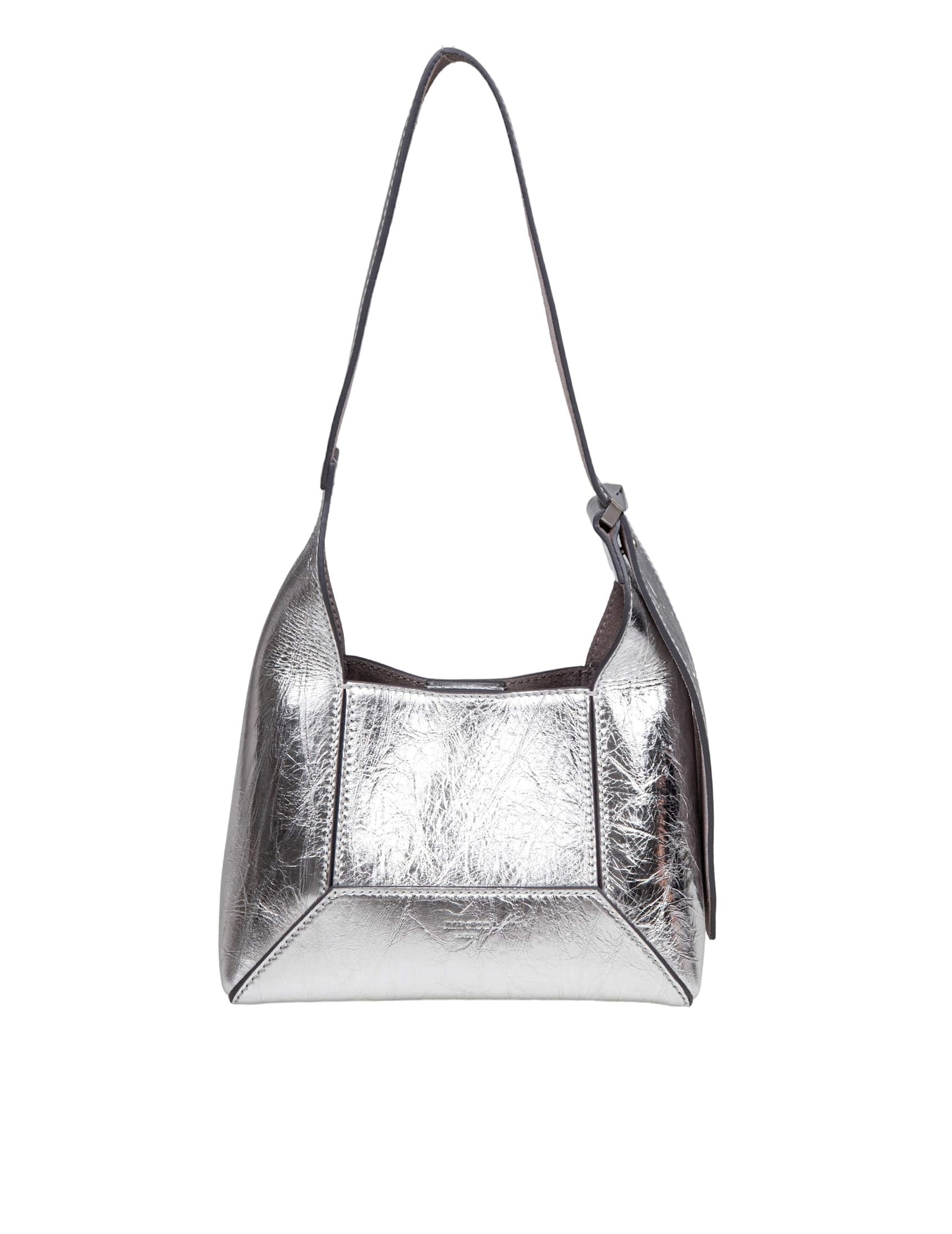 Diamond Hobo/s Shoulder Bag In Laminated Leather Color Silver