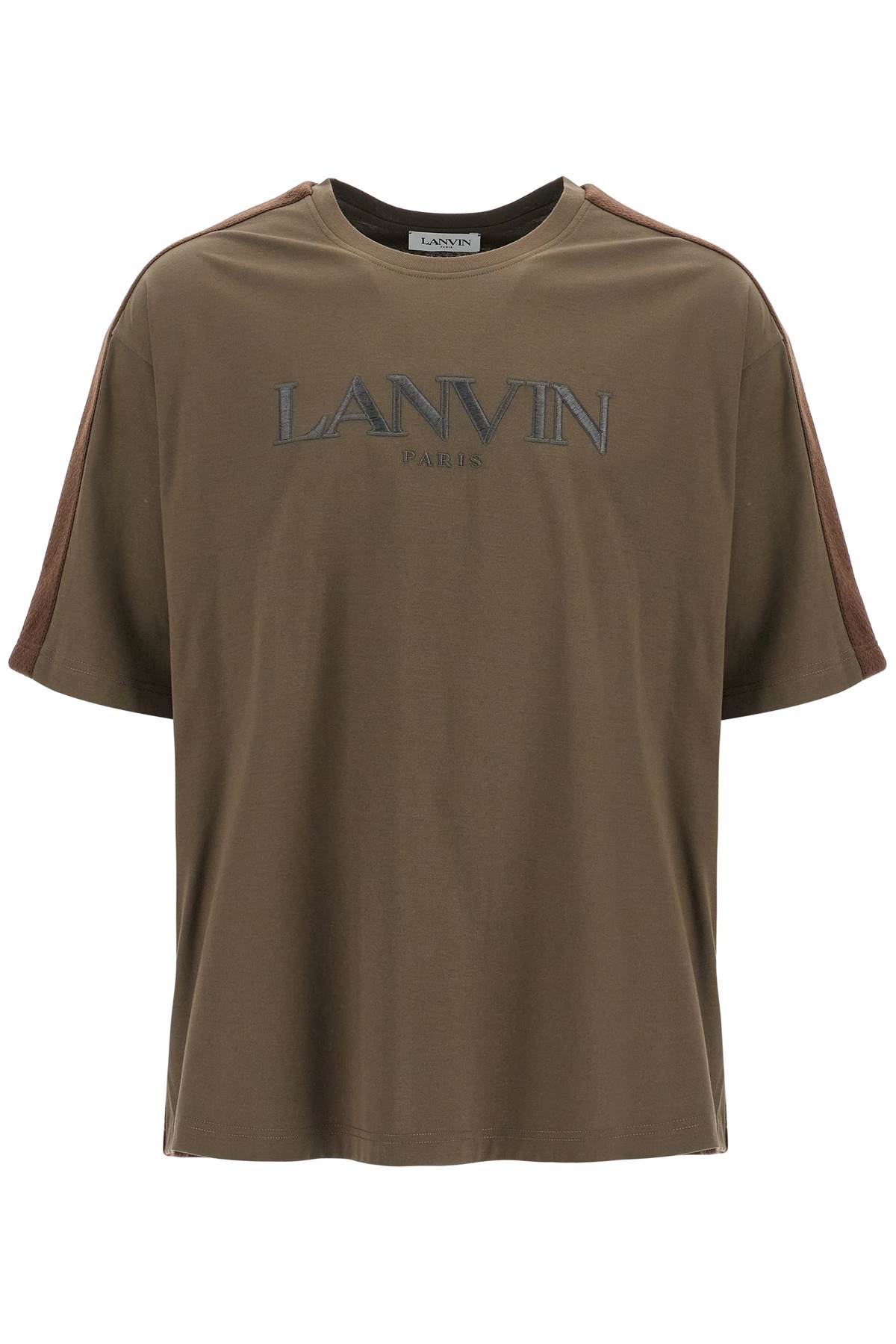 Shop Lanvin Logo T-shirt With Curb Branded Stripes In Ombre (brown)