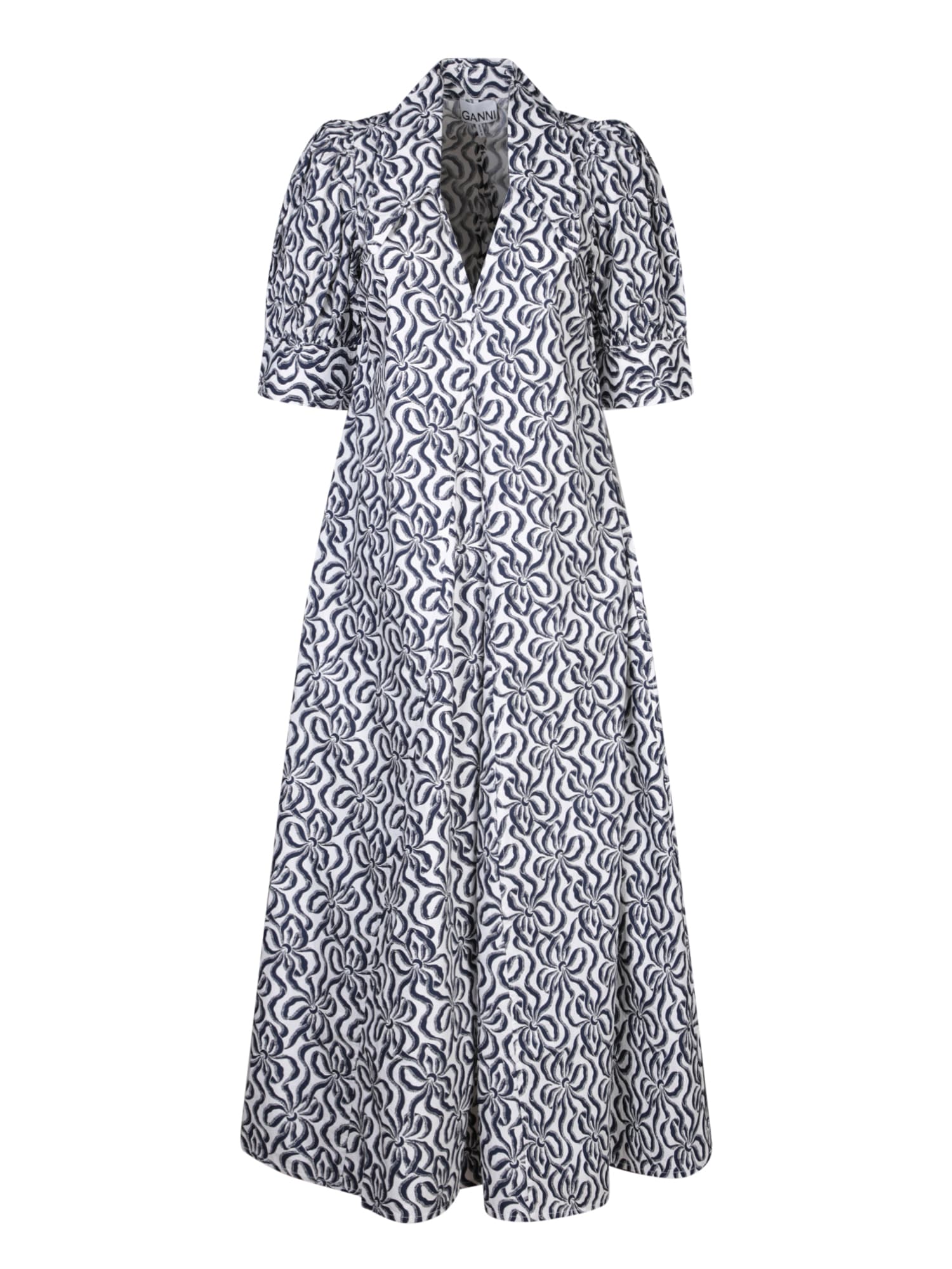 Shop Ganni Blue/aviomidi Dress In White