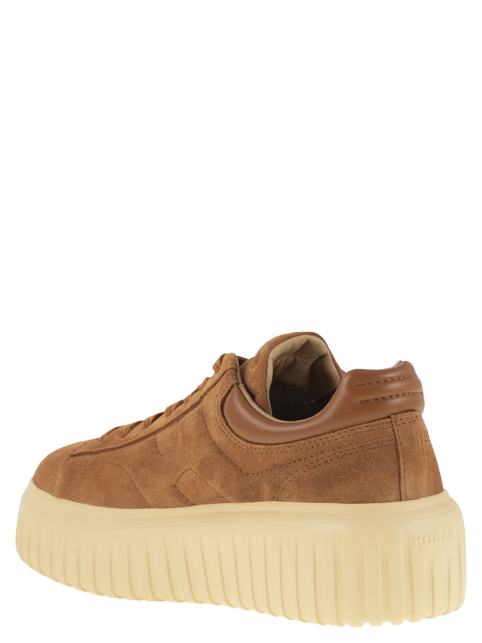 Hogan H-stripes Suede Trainers In Brown