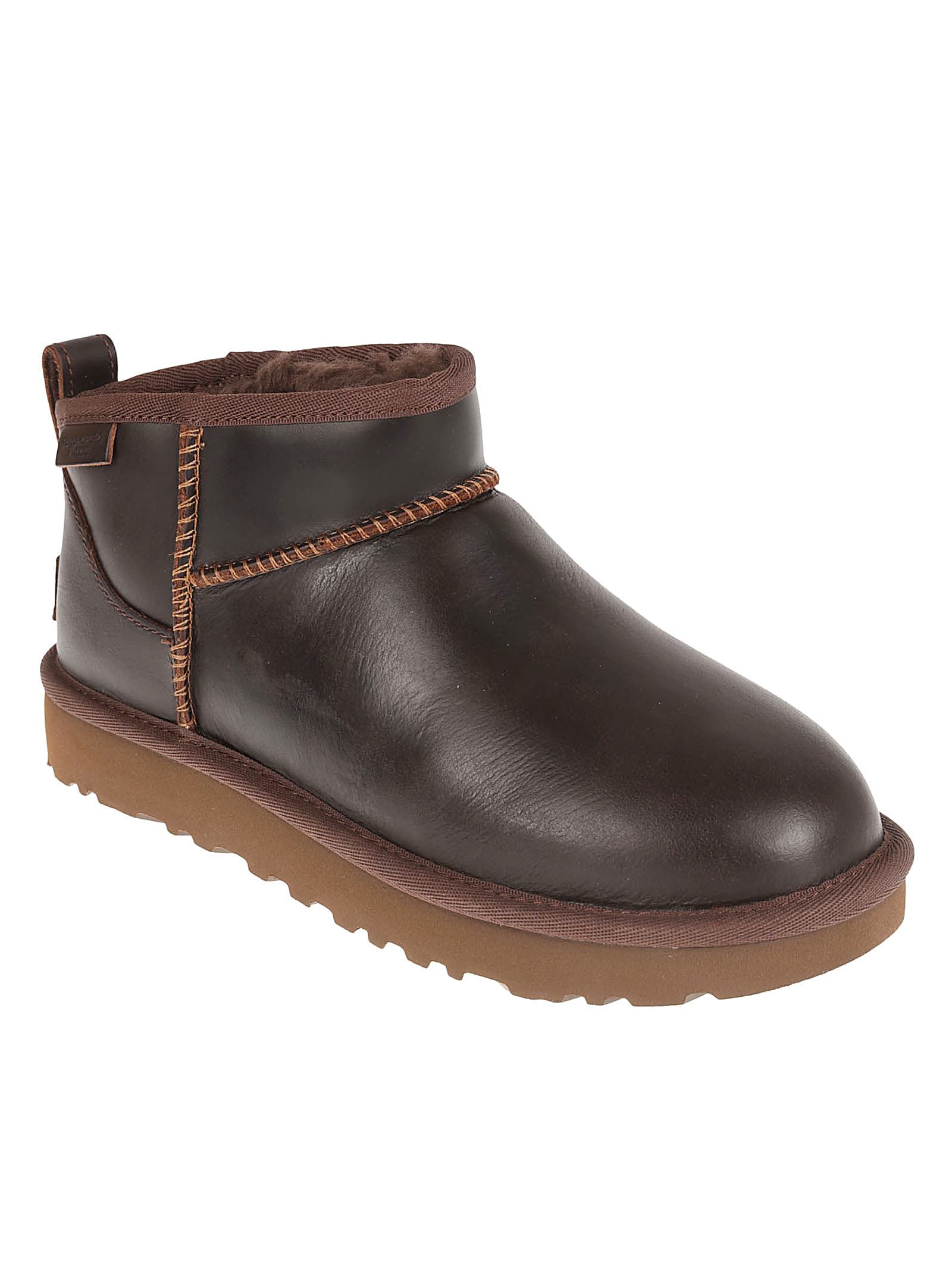Ugg Ultra Mini Ankle Boots With Round Toe In Brown