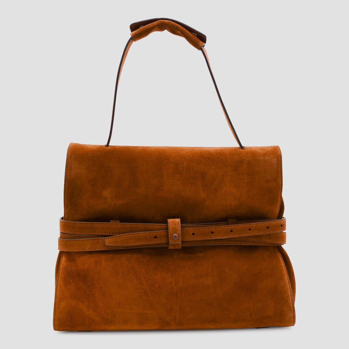Moschino Brown Leather Suede Top Handle Bag In Brown