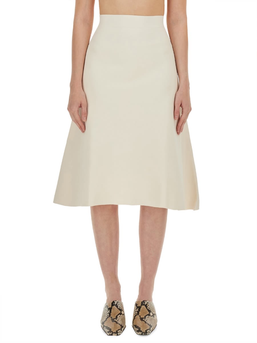 Shop Jil Sander Asymmetrical Skirt In Powder