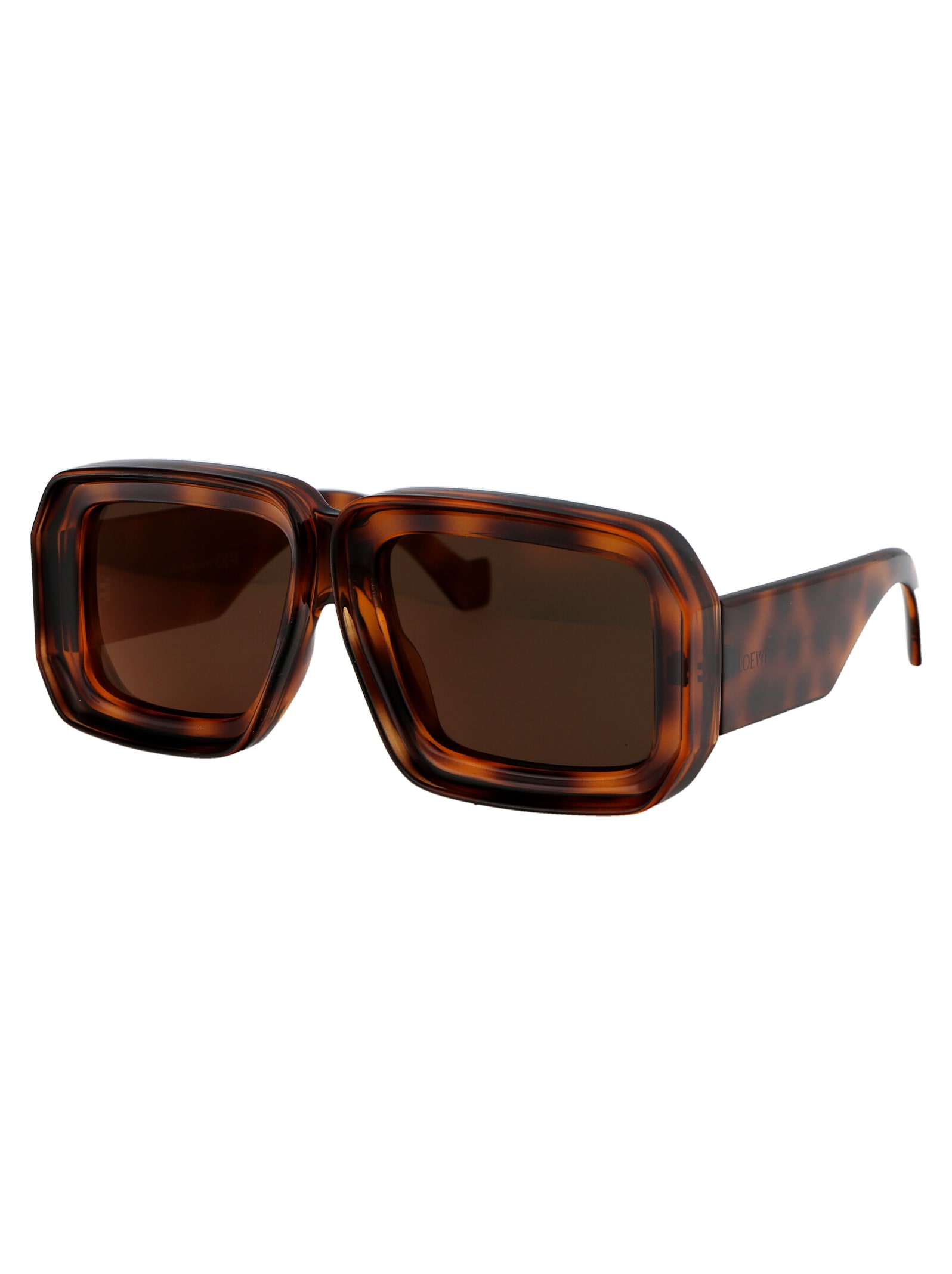 Shop Loewe Paulas Ibiza Sunglasses In 52g Dark Havana Brown Mirror