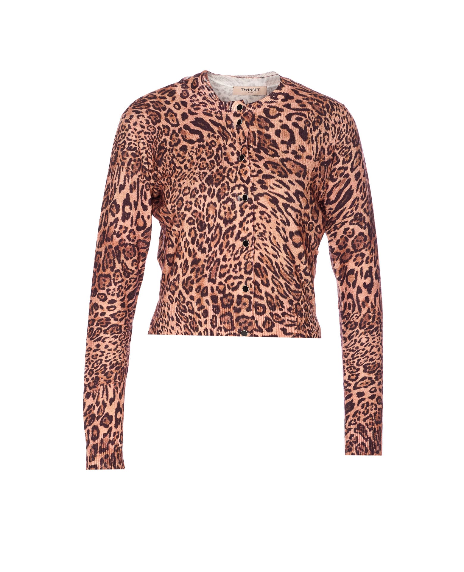 Twinset Twin-set Cropped Leopard Print Jacket With Button-down Front In Animal Print