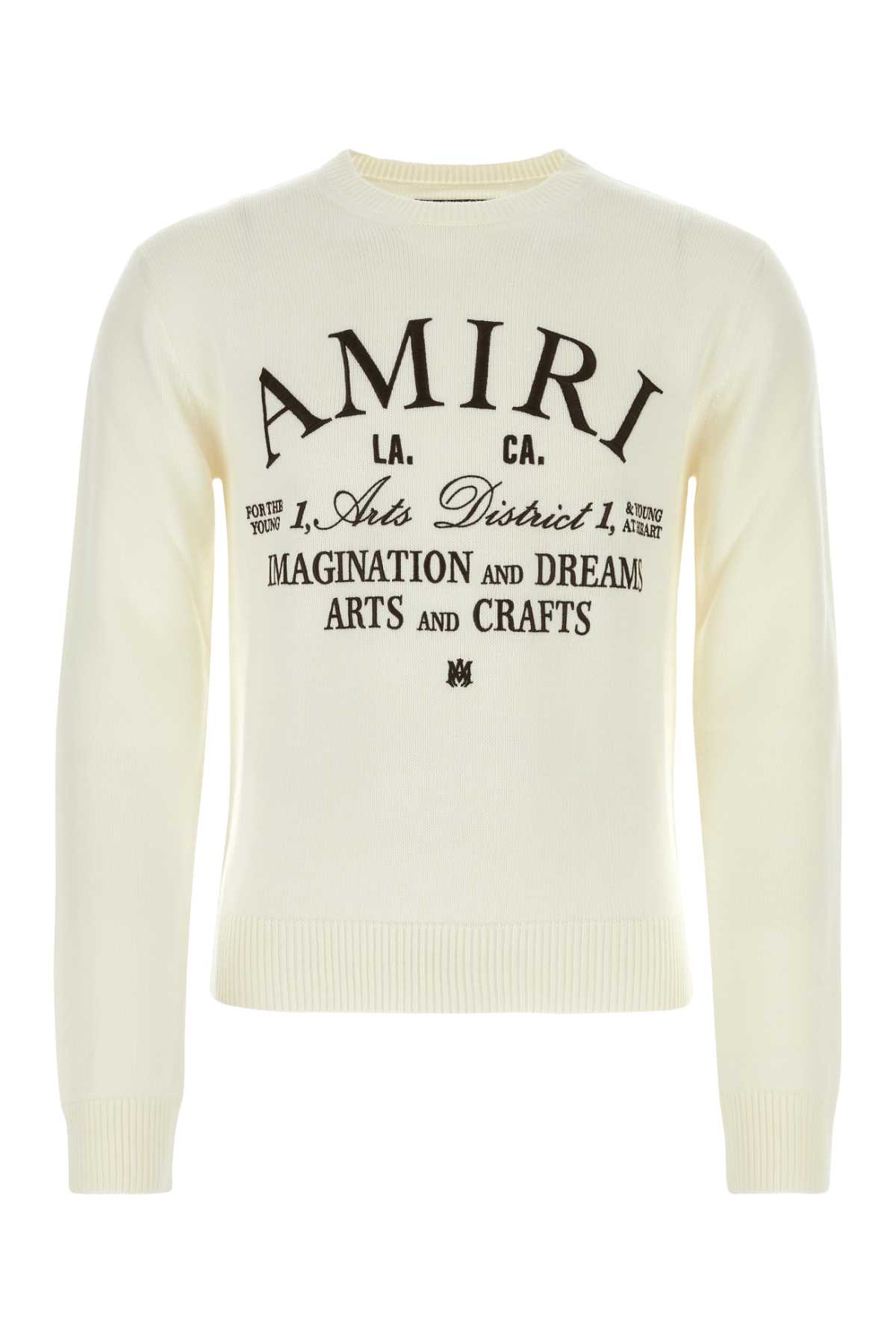 Shop Amiri Ivory Wool Blend Arts District Sweater In Alabaster