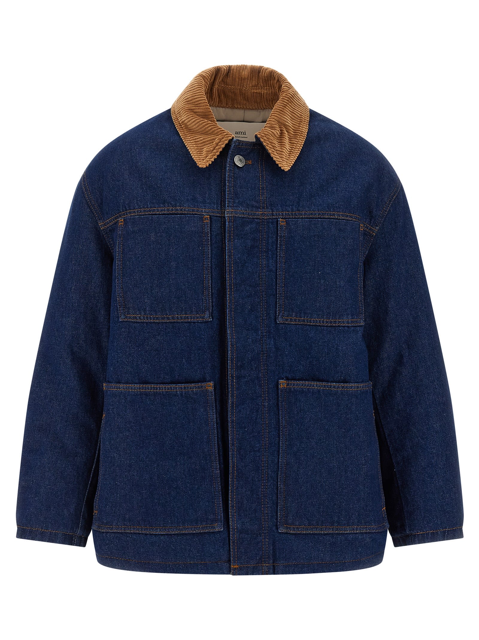 Ami Alexandre Mattiussi Ami Paris Denim Padded Jacket In Blue