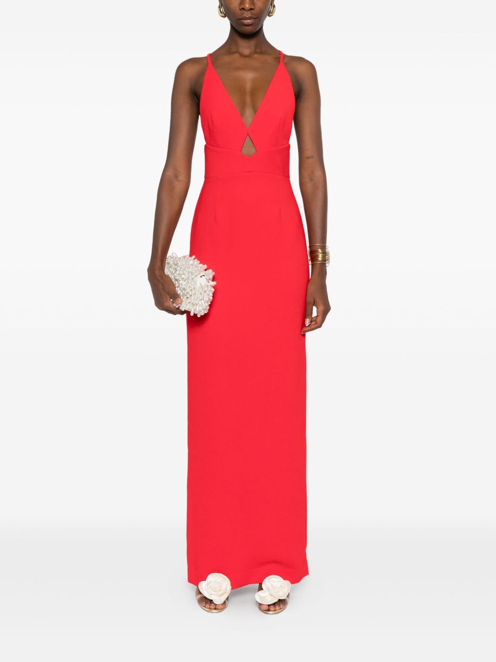 Solace London Milly Midi Dress In Red