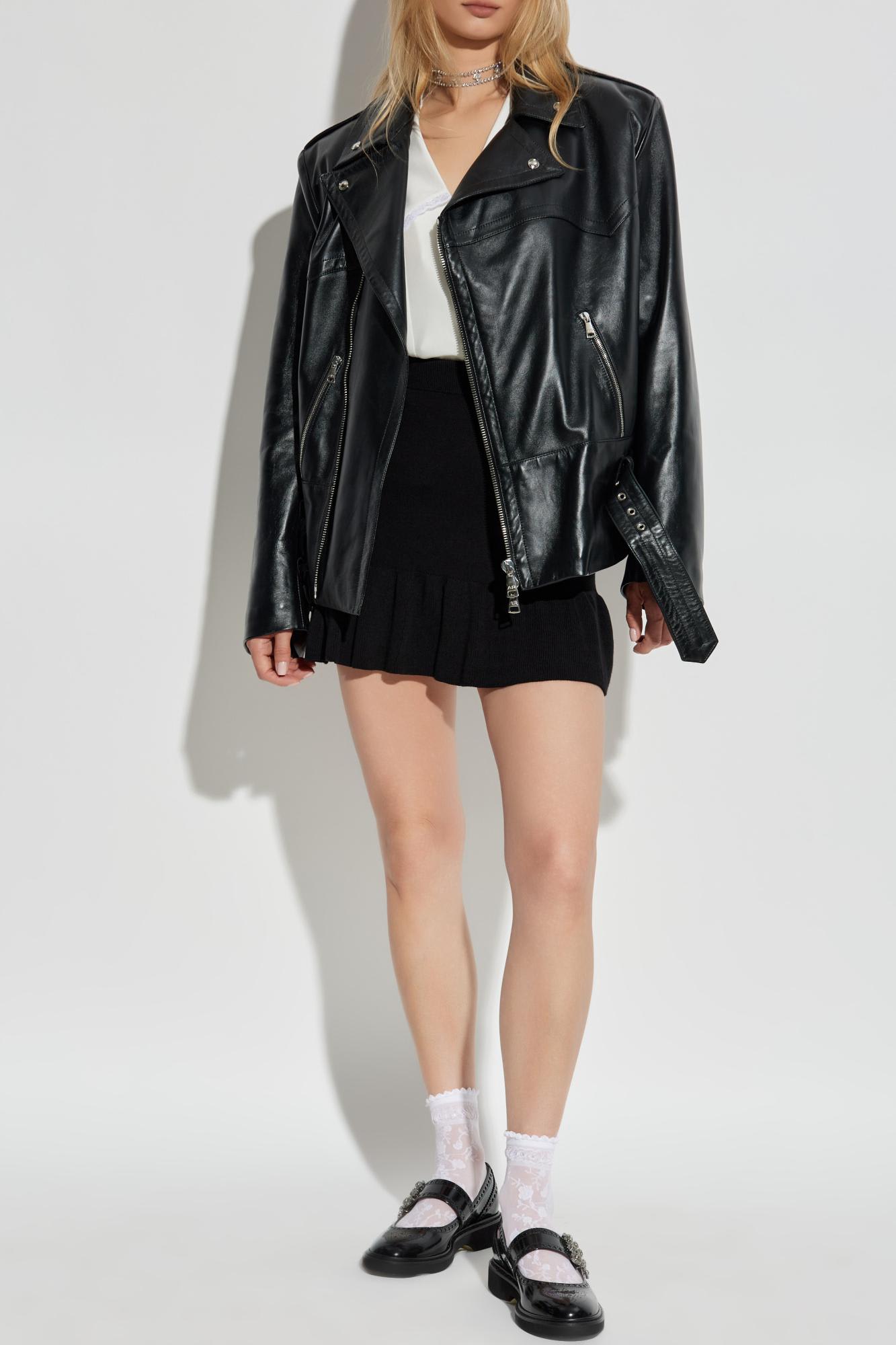 Alessandra Rich Leather Jacket In Black