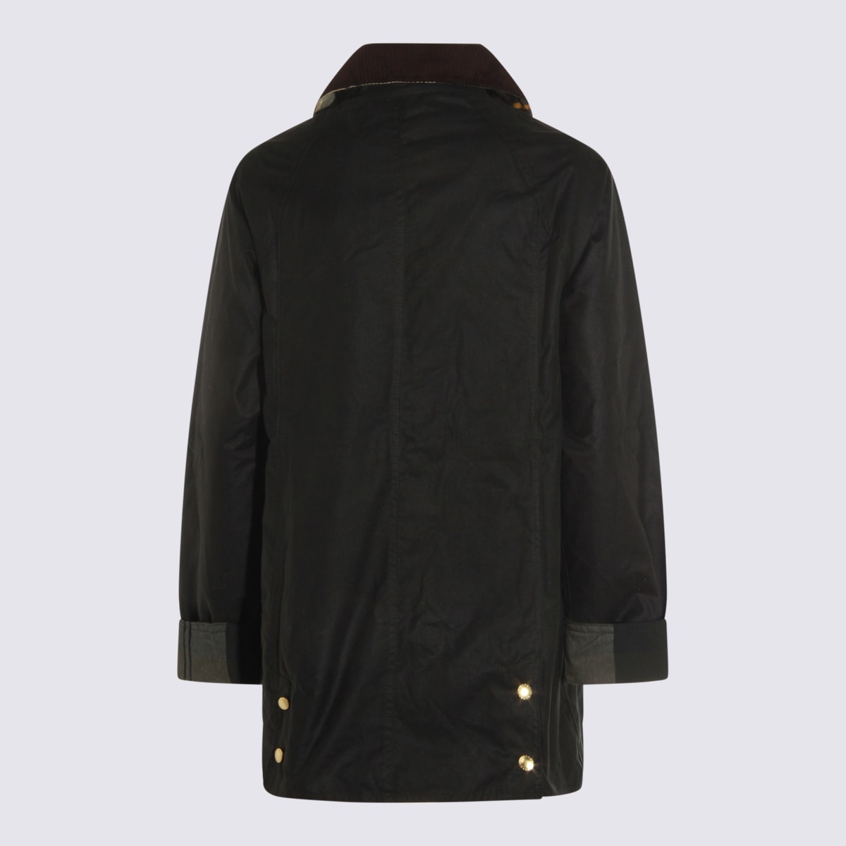 Barbour Waxed Cotton Jacket Corduroy Collar In Black