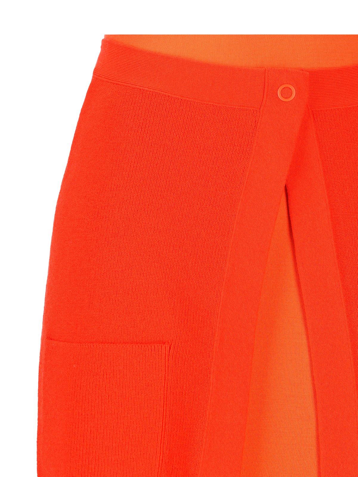 Shop Fendi Double-layer Short Fitted Skirt In Orange