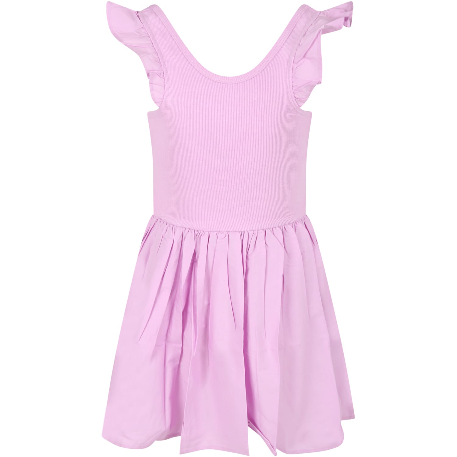 Molo Lilac Dress For Girl With Patch Logo