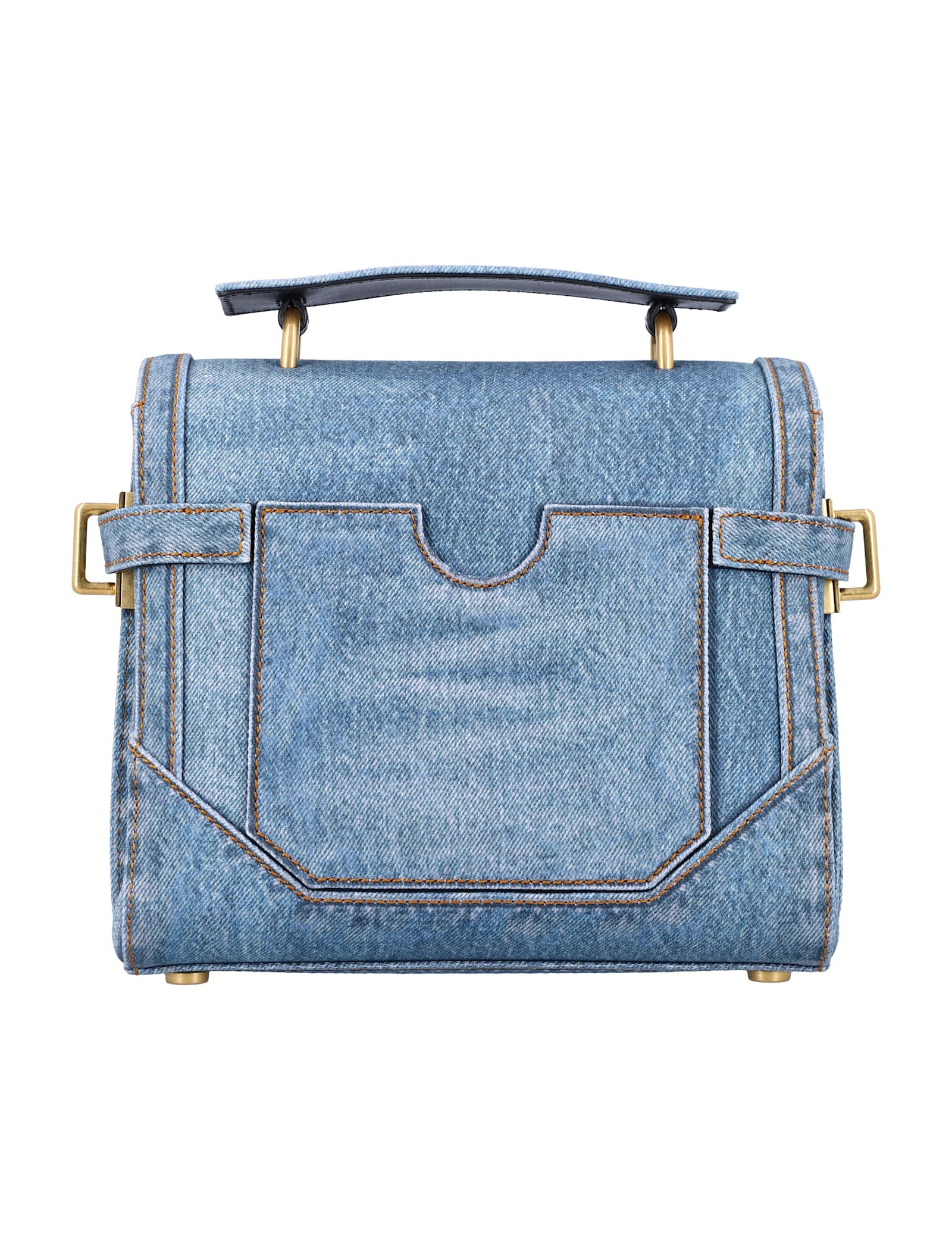 Balmain Buzz 23 Denim Cross-body Bags & Satchels In Blue
