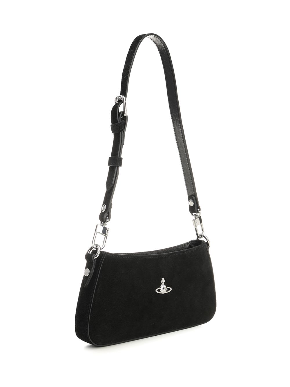 Vivienne Westwood Textured Polyurethane Clutch With Metallic Emblem In Black