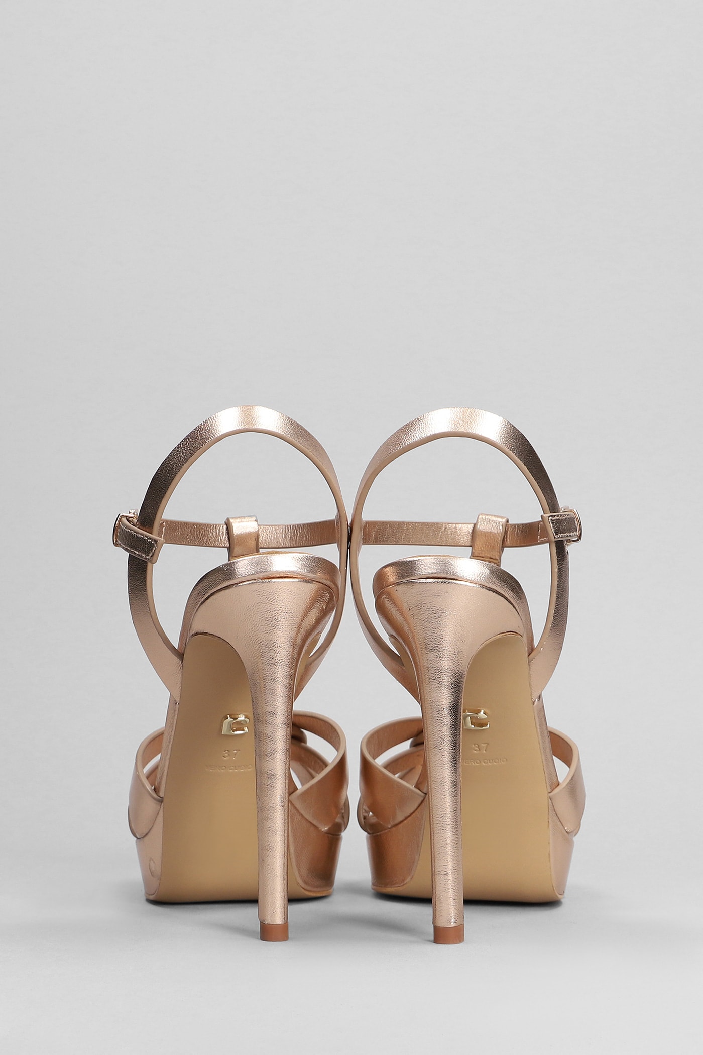 Shop Lola Cruz Aria Platform 120 Sandals In Copper Leather