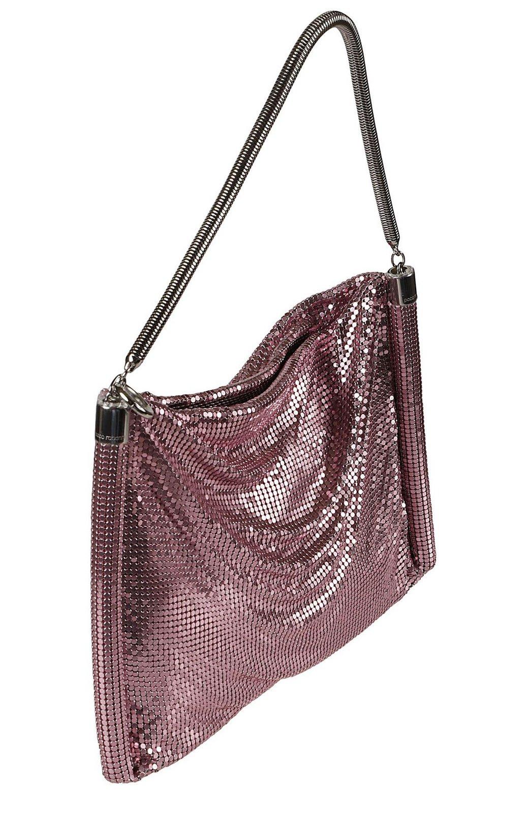 Rabanne Metallic Zipped Shoulder Bag In Peony/pink
