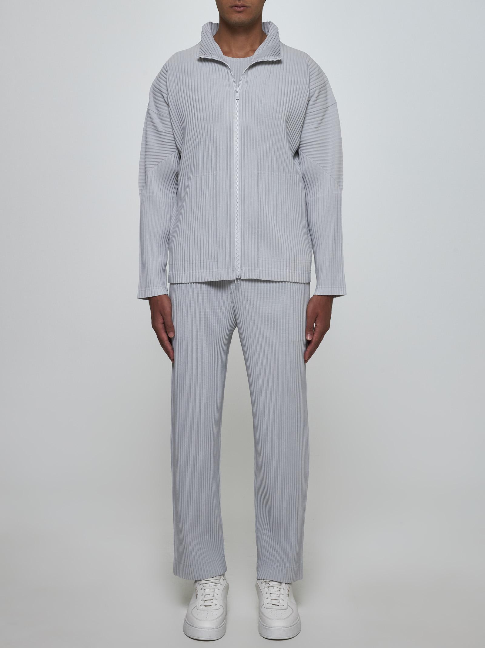 Shop Issey Miyake Pleated Fabric Trousers In Light Grey