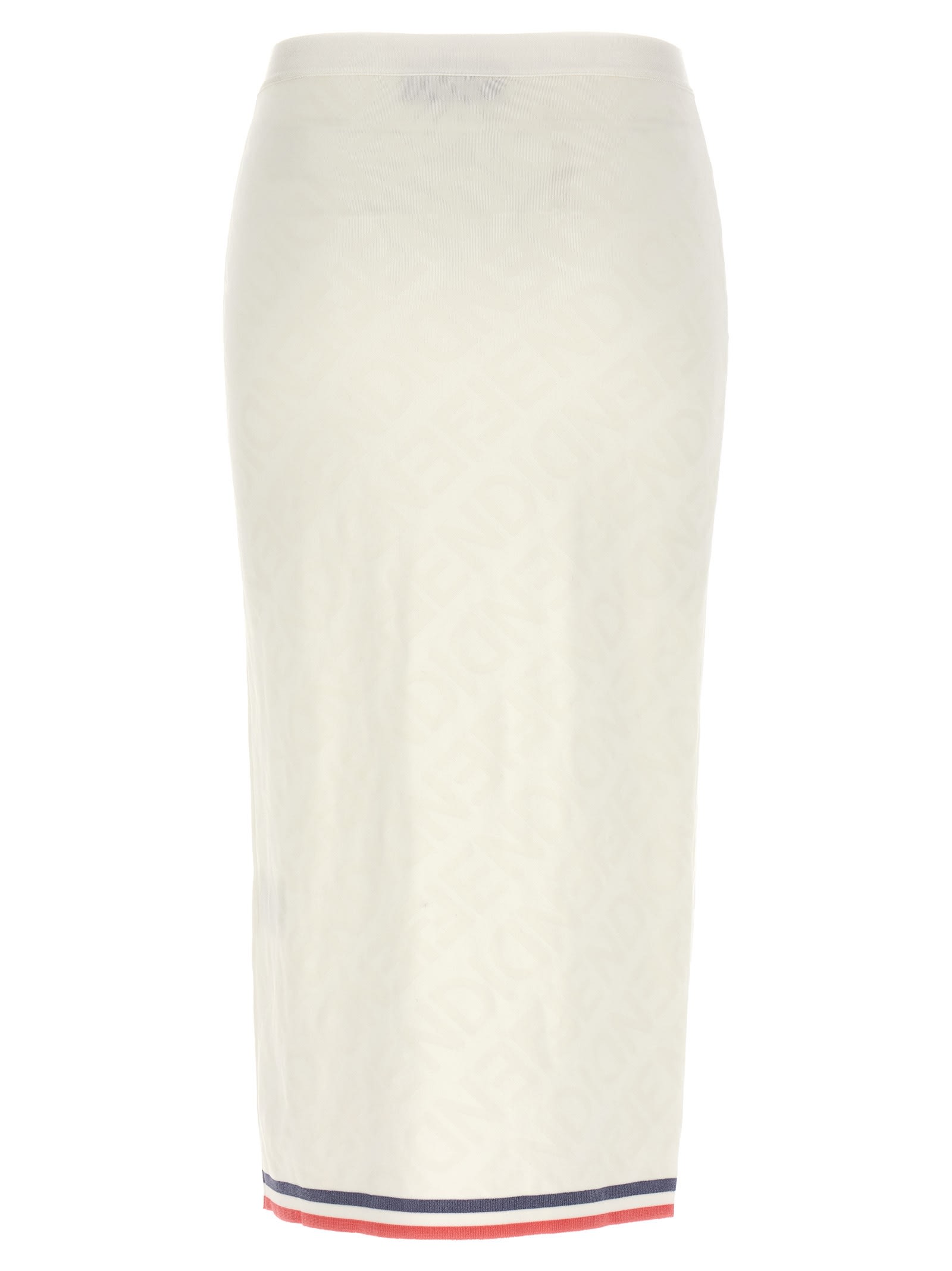 Shop Fendi All Over Logo Midi Skirt In White