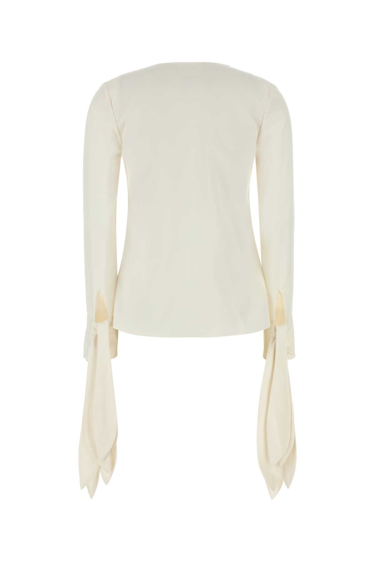 Givenchy Blouse With Bows In Poplin And 4g Embroidery In Offwhite