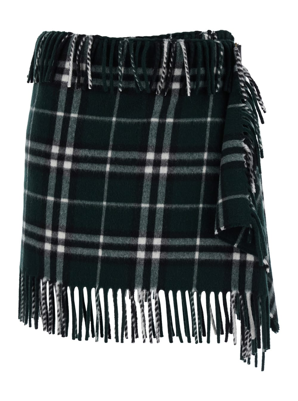 Shop Burberry Scarf Check Mini Skirt In Green