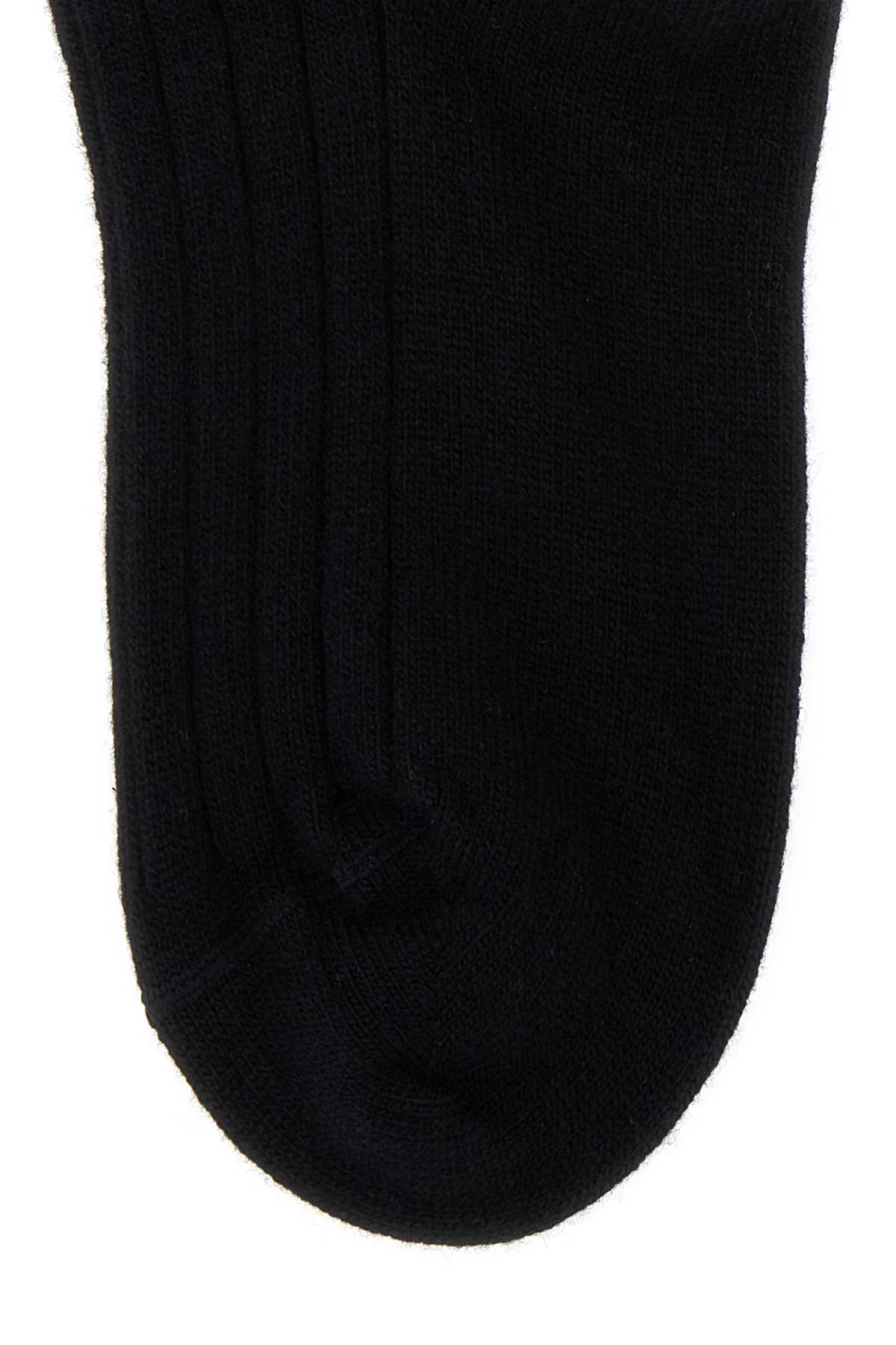 Shop Prada Black Stretch Wool Blend Socks In Nero