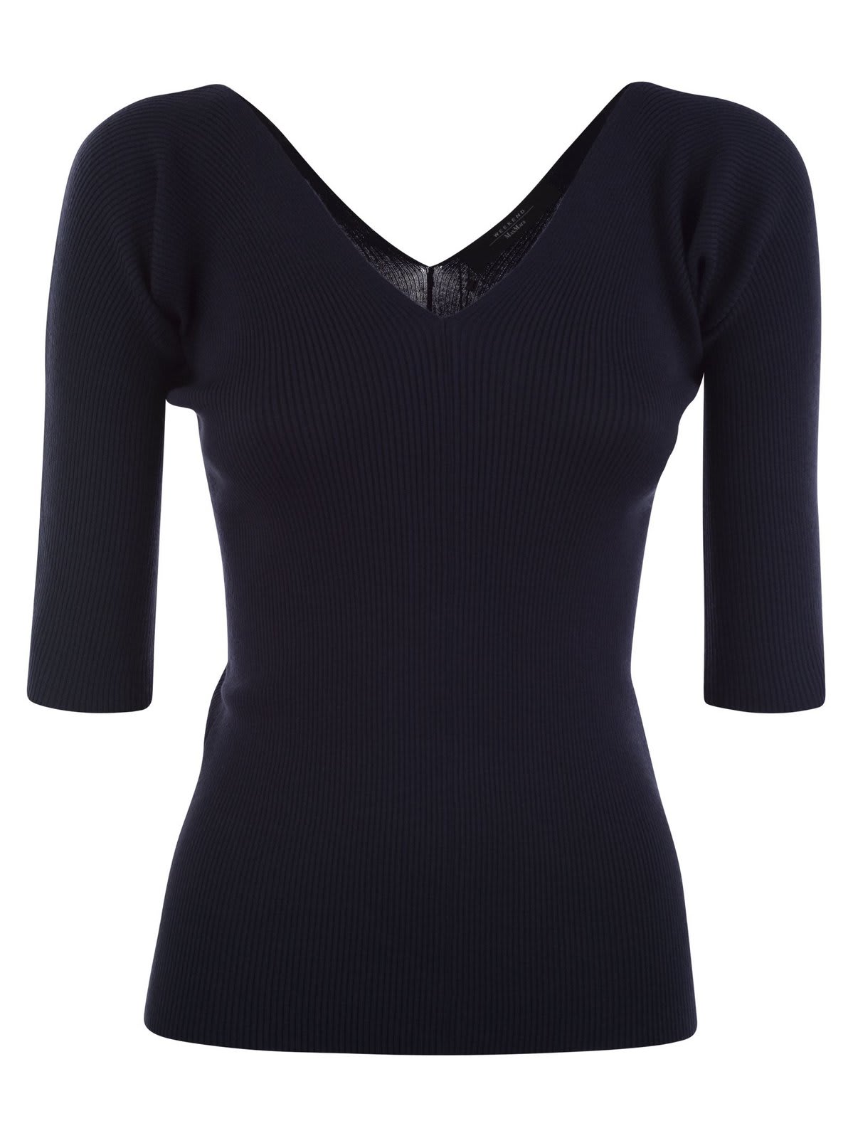 Shop Weekend Max Mara V-neck Half-sleeved Jumper In Blu