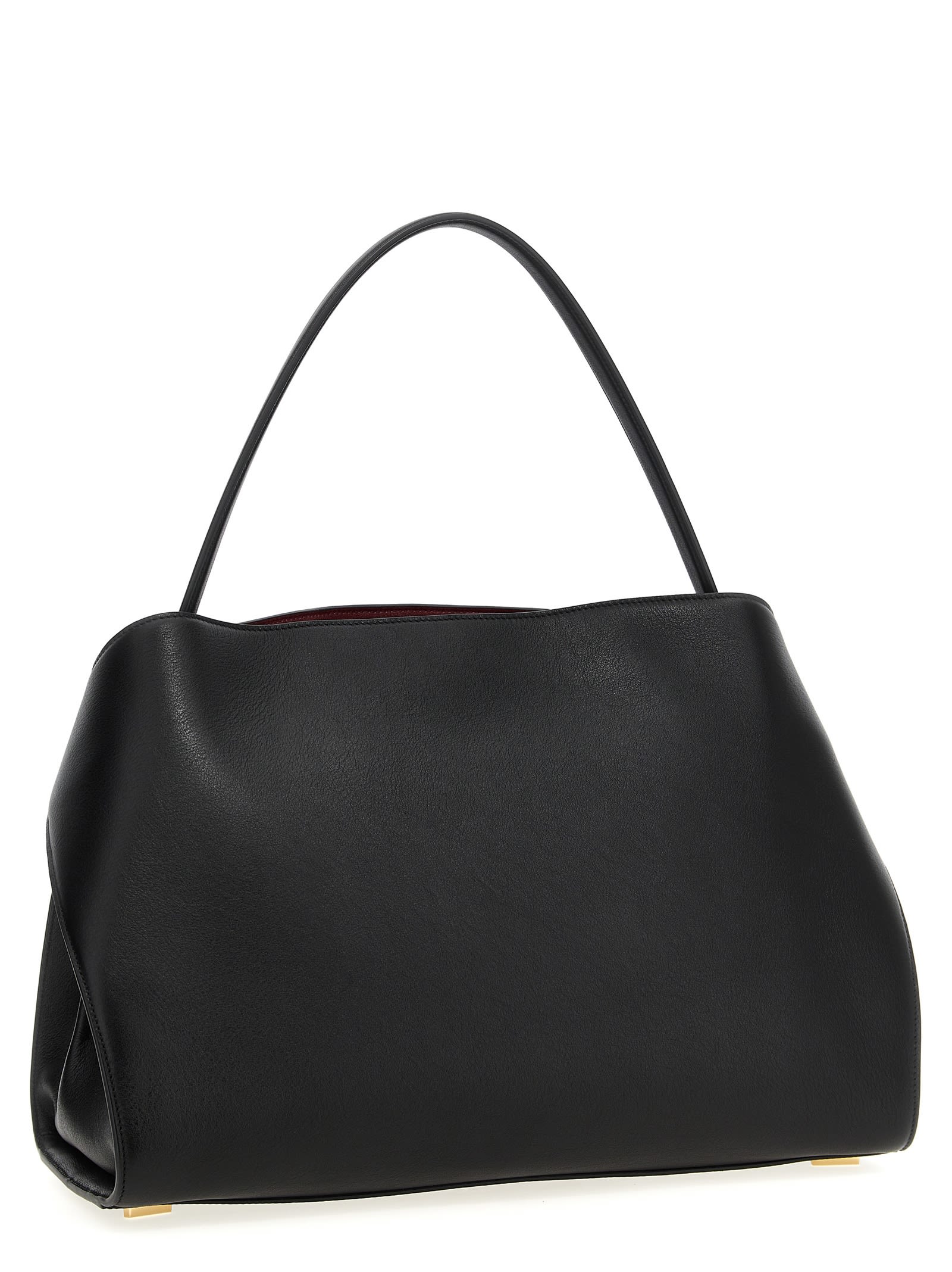 Ferragamo Hug Soft Two-tone Leather Shoulder Bag In Black