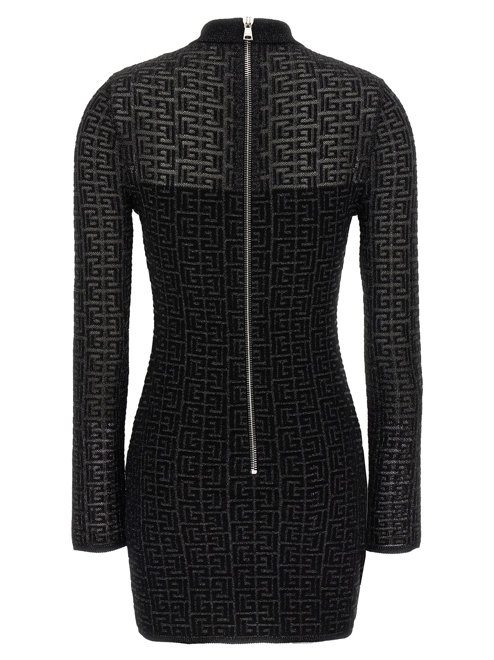 Shop Balmain Monogram Dress In Black