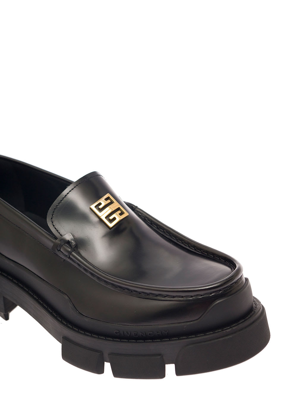 Shop Givenchy Terra Black Loafers With 4g Logo In Leather Woman