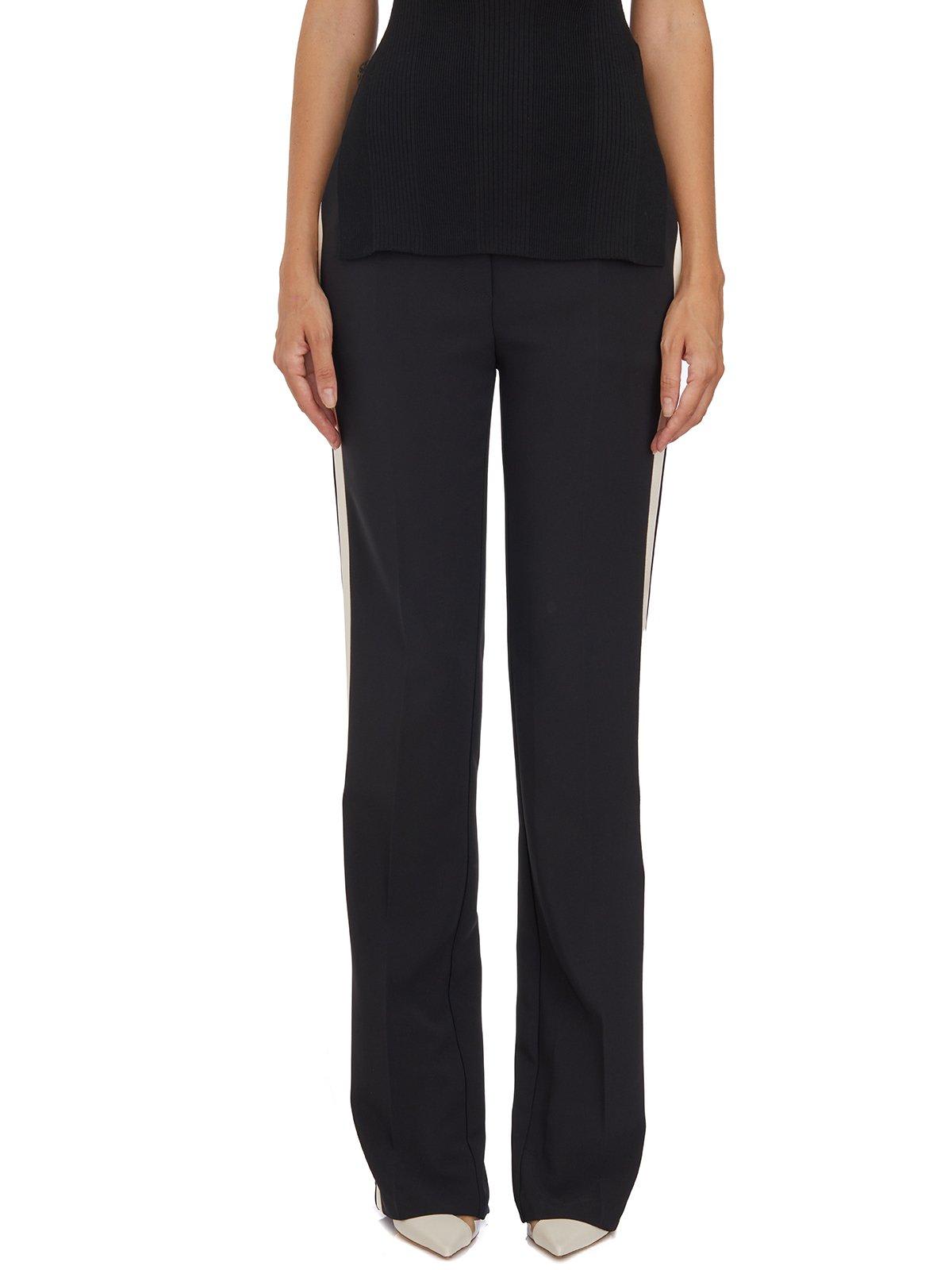 Shop Elisabetta Franchi Logo-waistband Straight-leg Trousers In Nero