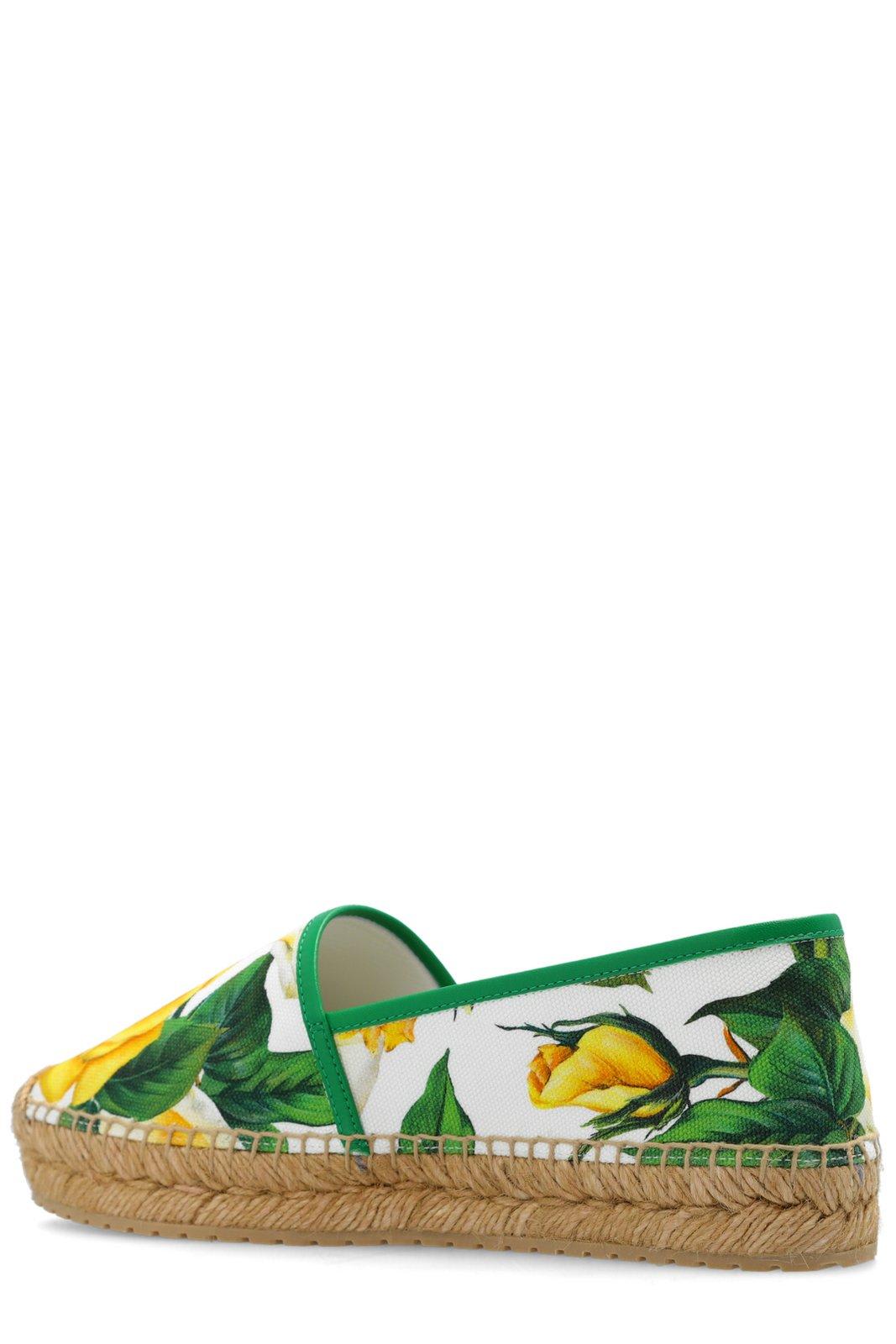 Shop Dolce & Gabbana Floral Printed Espadrilles In Gialla