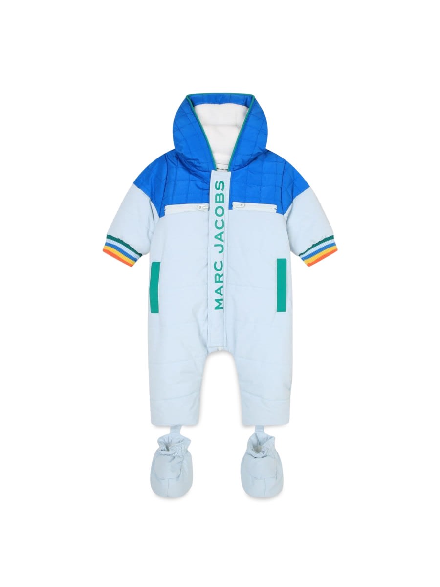 Shop Little Marc Jacobs Padded Overalls With Hood In Baby Blue