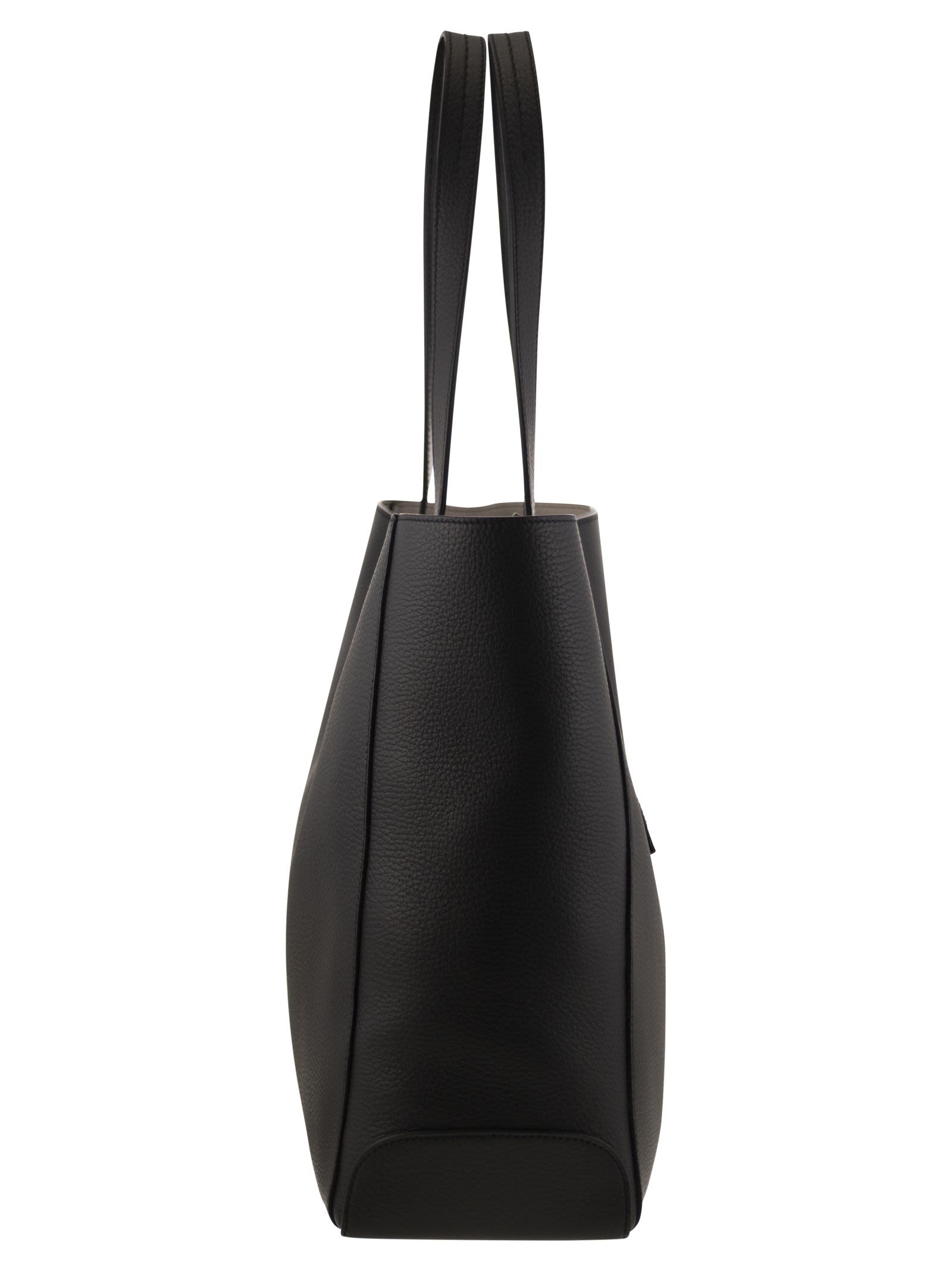 Shop Tod's Leather Shopping Bag In Black