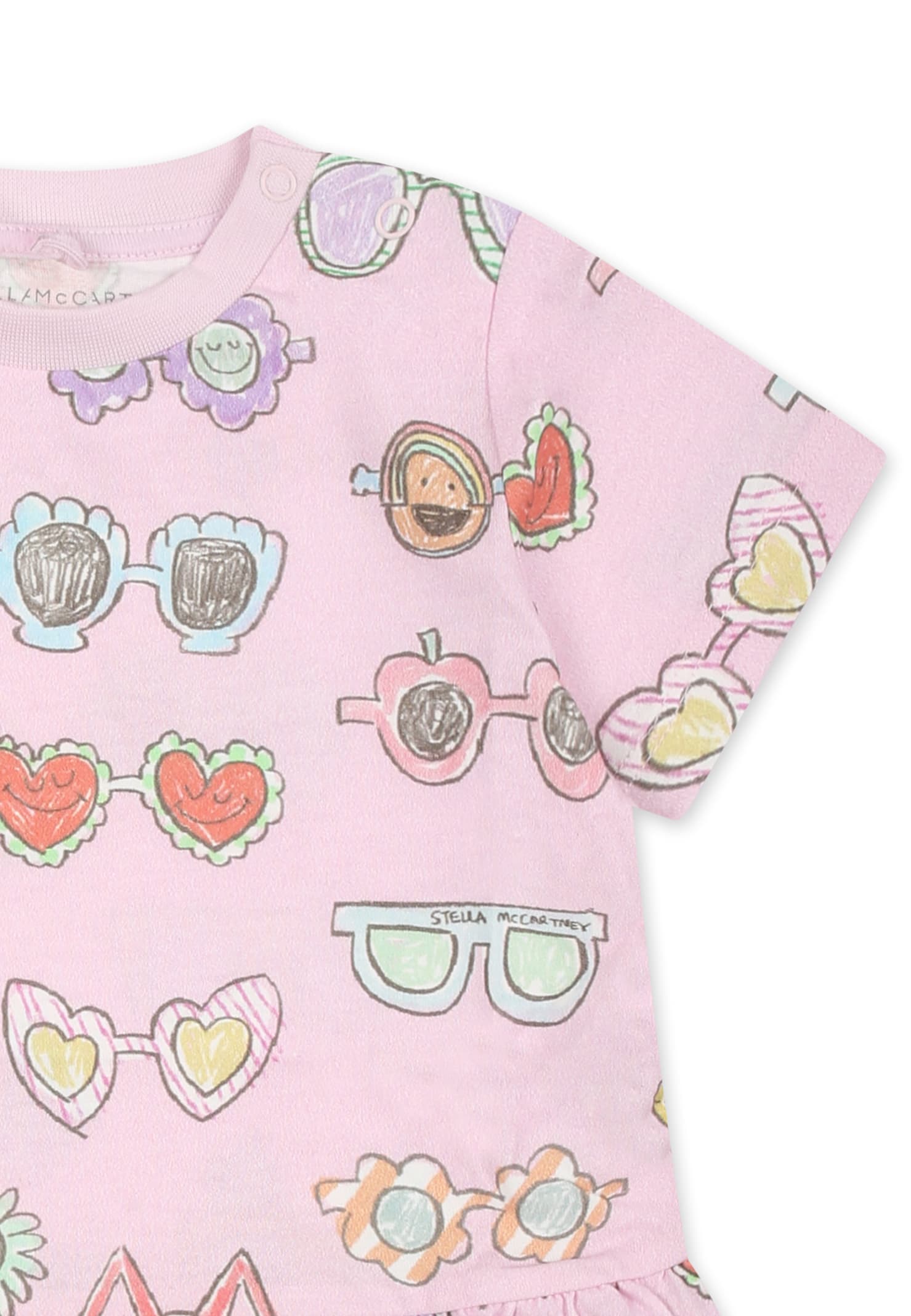 Stella Mccartney Lilac Dress For Baby Girl With Sunglasses In Multicolor