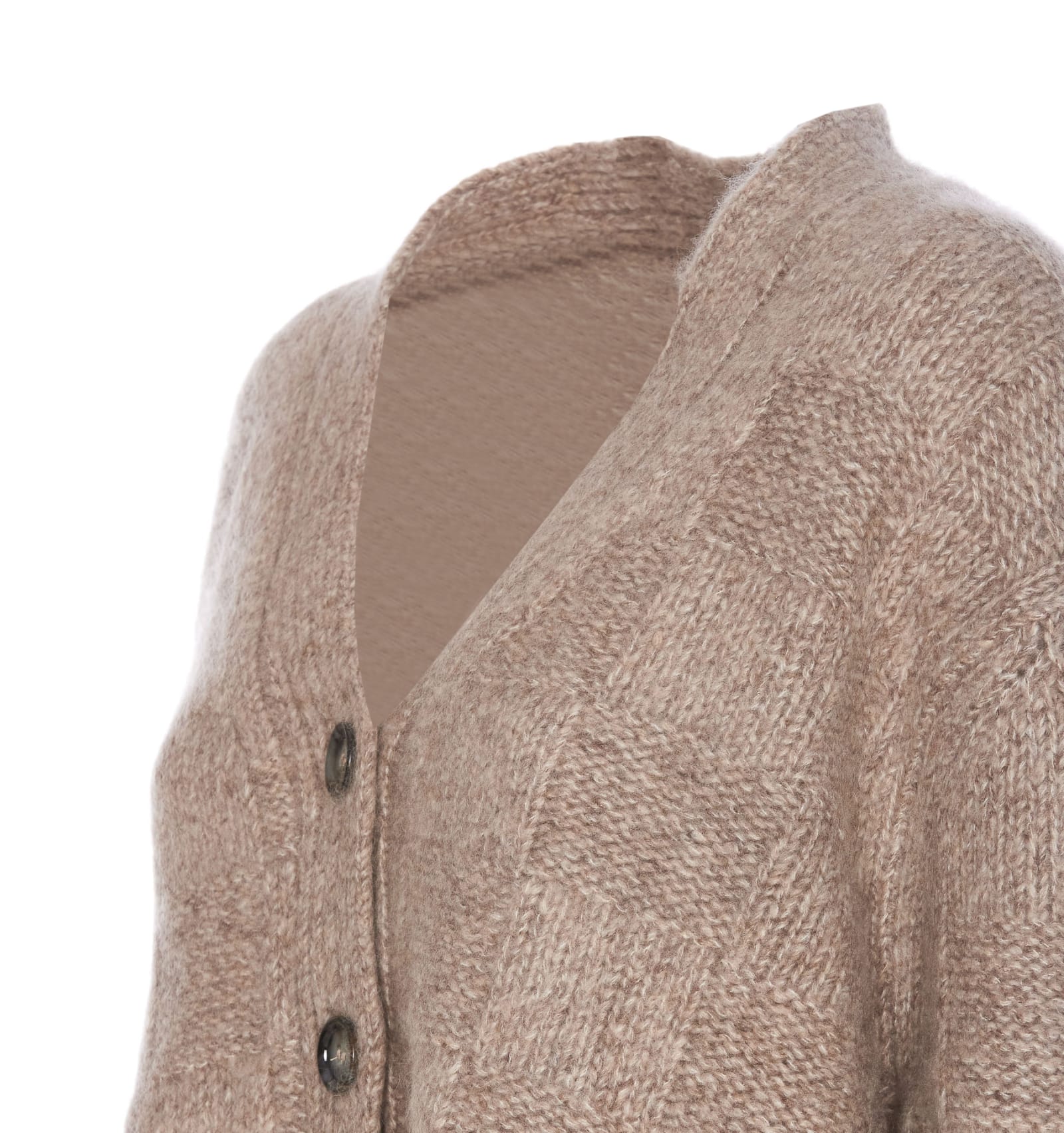 Shop Allude V-cardigan In Beige