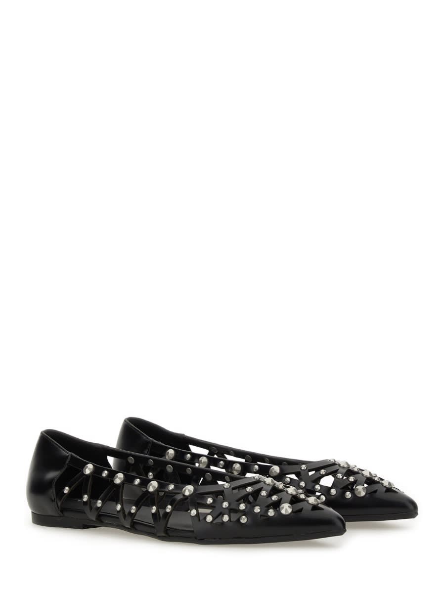Ash Bazaar Bis Ballet Flats In Black Leather In Black