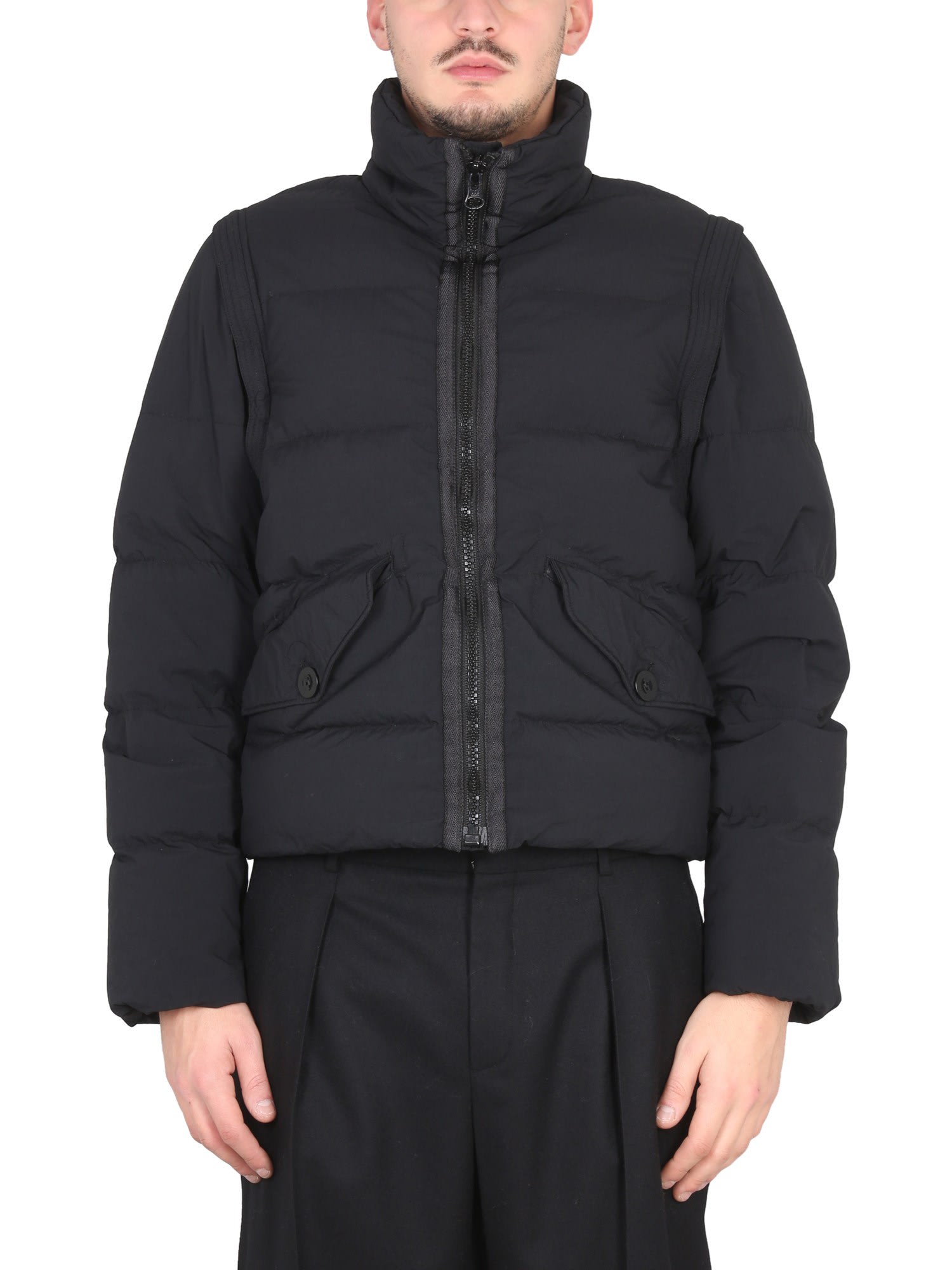 TEN C DOWN JACKET WITH REMOVABLE SLEEVES