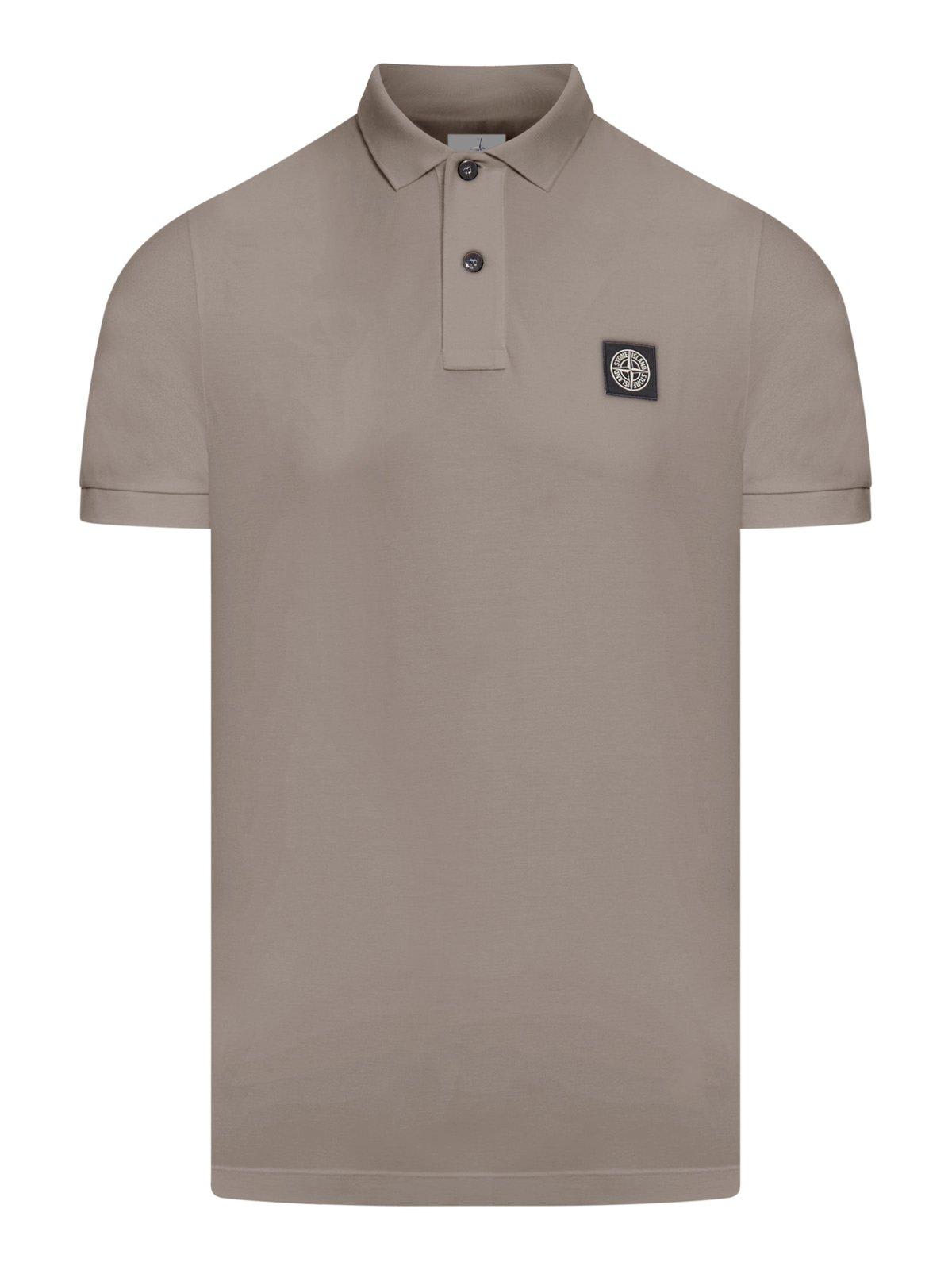 Shop Stone Island Logo Patch Short-sleeved Polo Shirt