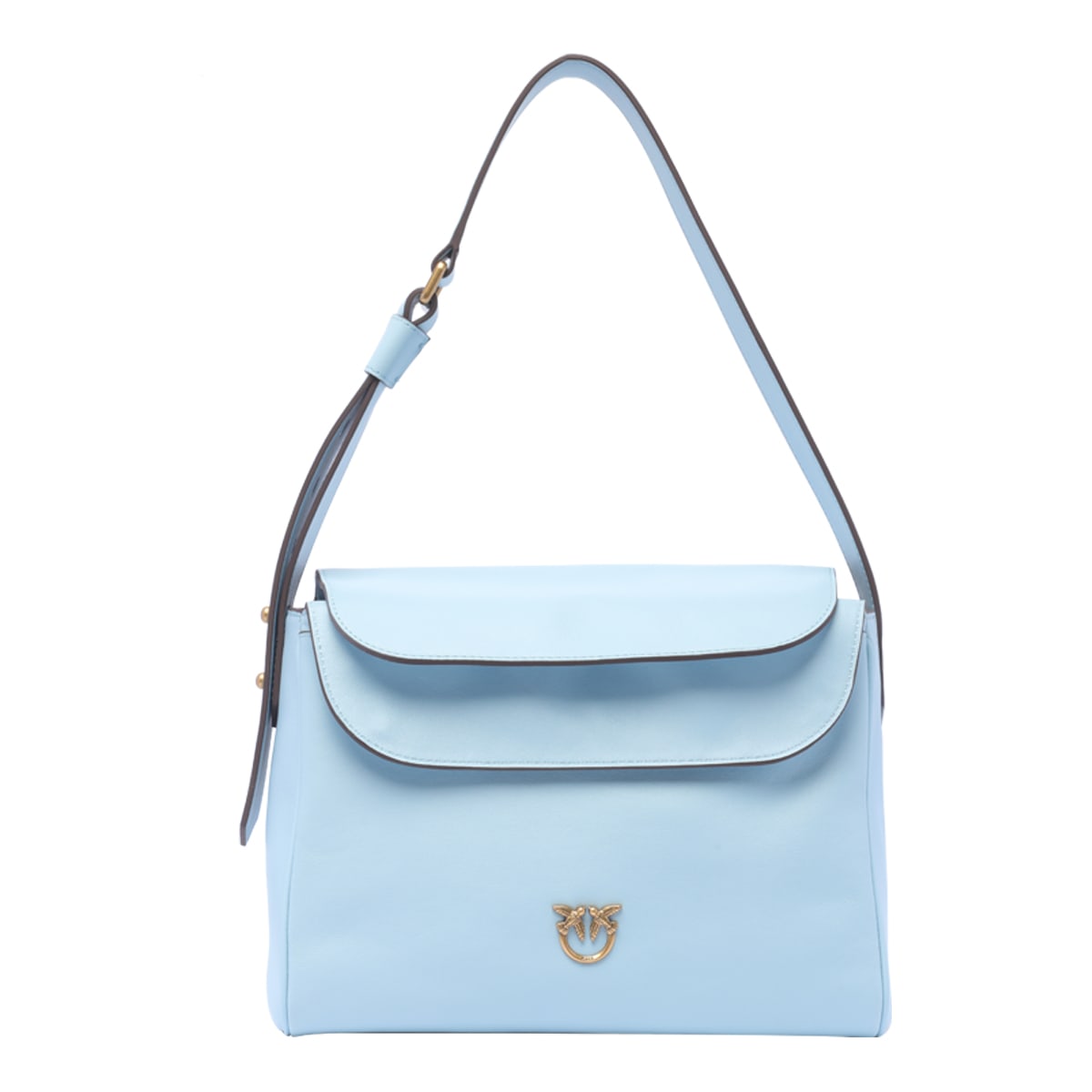 Shop Pinko Leaf Hobo Bag In Cool Blue-antique Gold