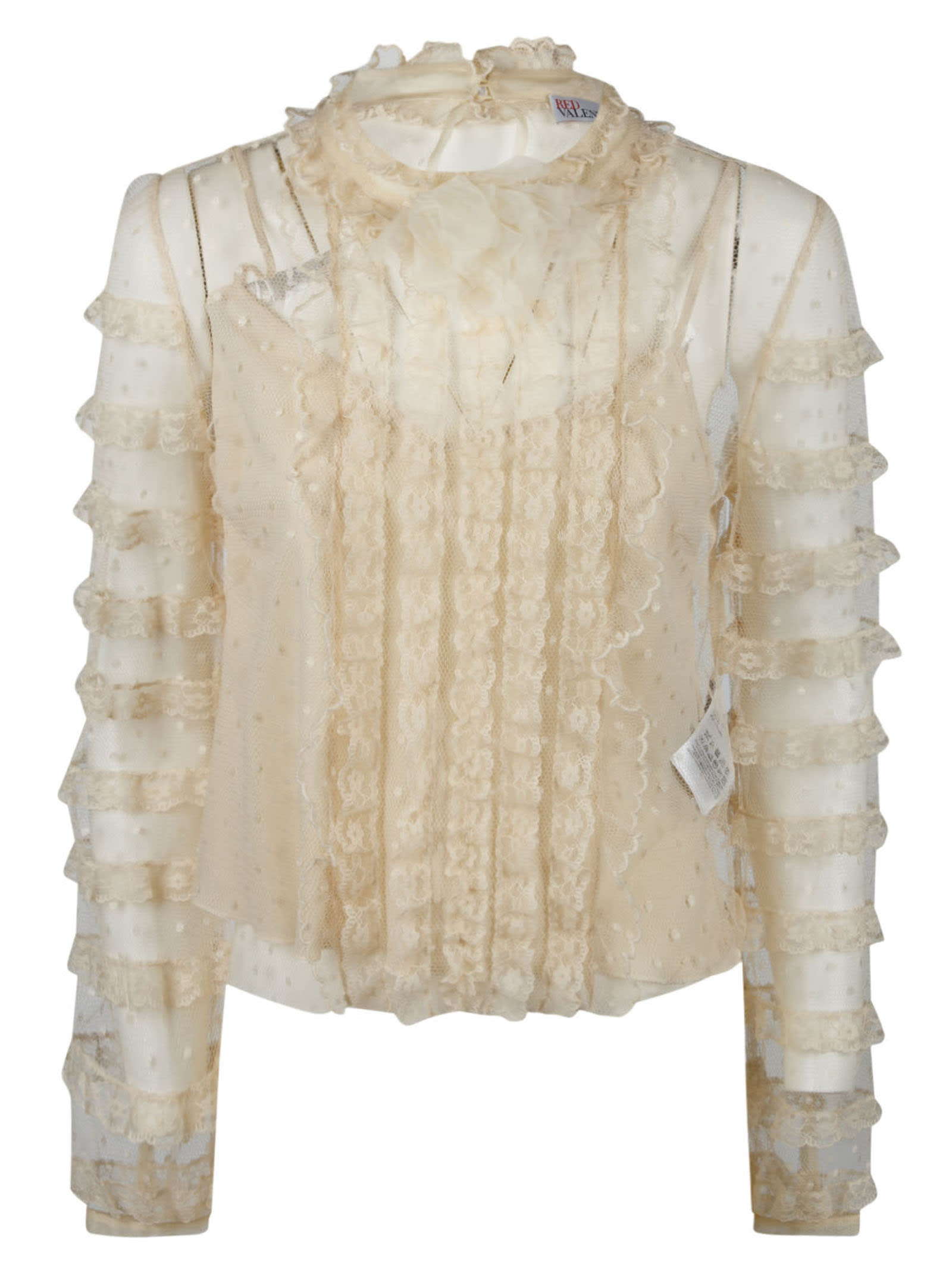 RED Valentino Ruffle Detail Lace Top