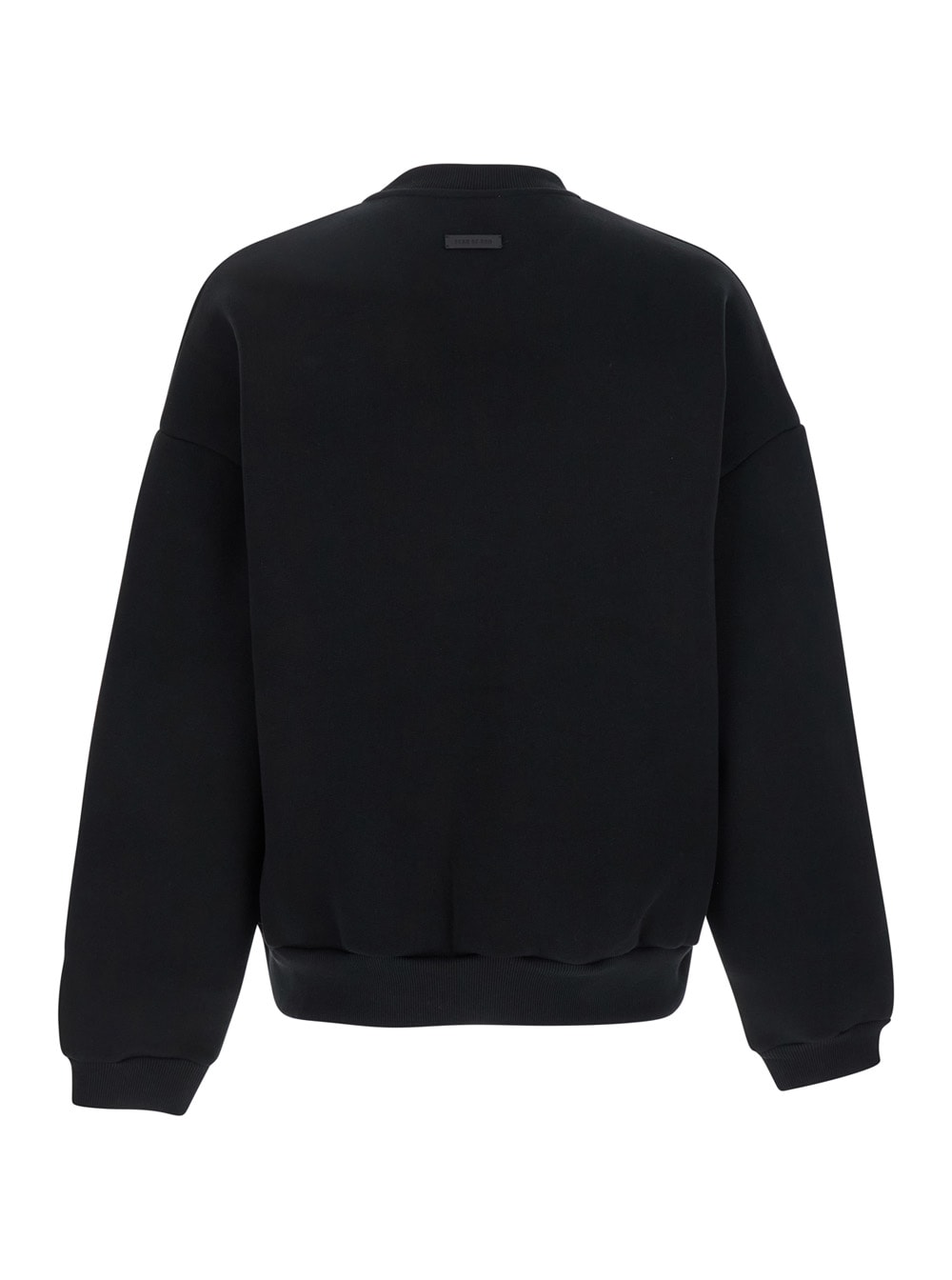 Fear Of God Black Crewneck Sweater With Tonal Logo Lettering Embroidery On The Front In Black