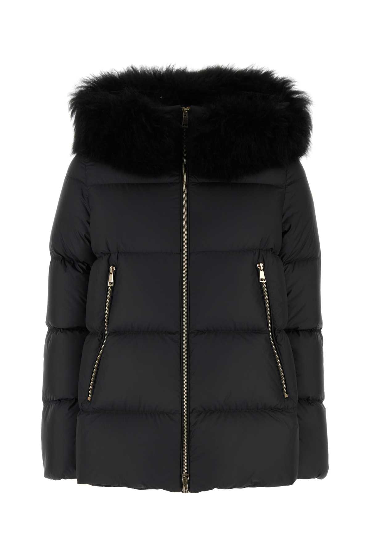 Moncler Black Polyester Laichefur Down Jacket